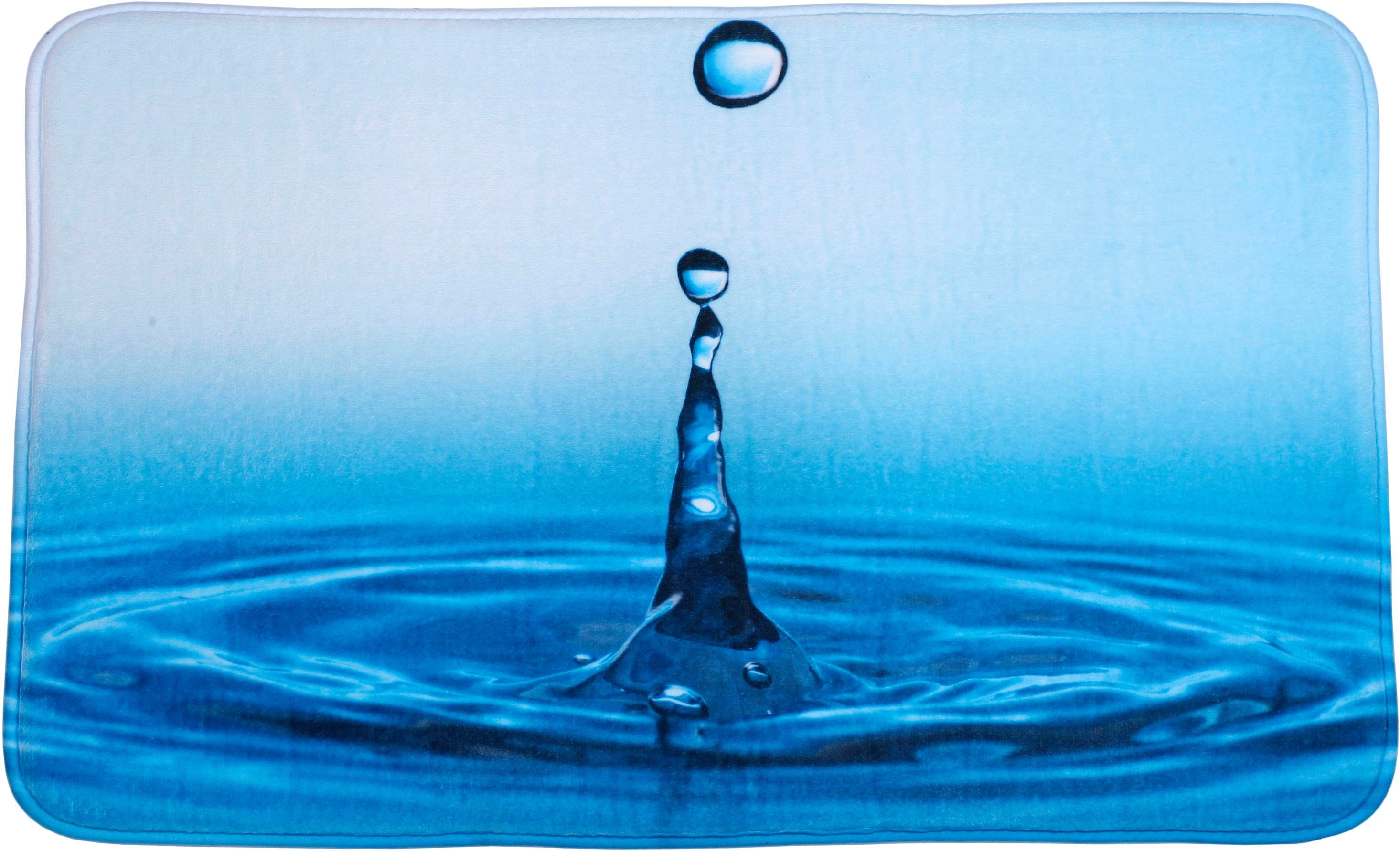 Sanilo Badematte Tropfen, Höhe 15 mm, schnell trocknend, Polyester, rechteckig, Memory Schaum