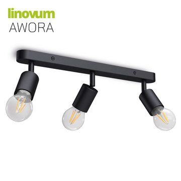 linovum LED Aufbaustrahler AWORA Deckenleuchte 3 flammig schwarz mit fourSTEP LED E27, Leuchtmittel inklusive