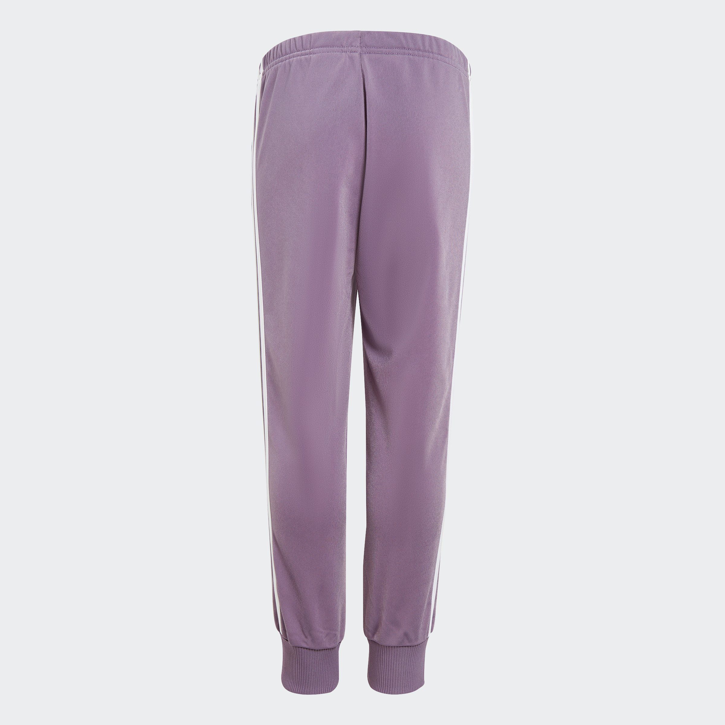 adidas Sportswear Trainingsanzug (2-tlg) Shadow ESSENTIALS Violet Clear SHINY / 3-STREIFEN Pink