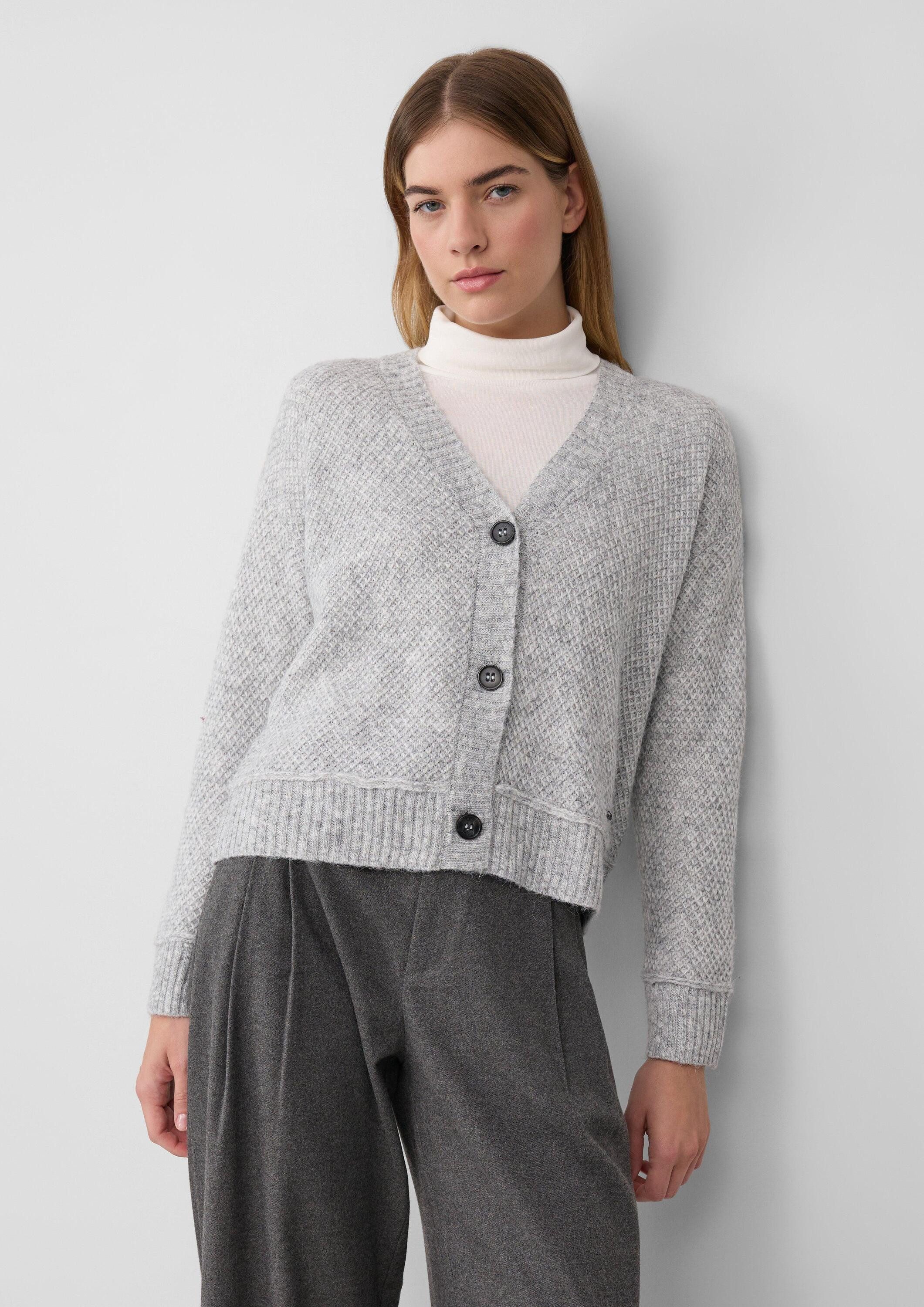 s.Oliver Cardigan Strickjacke Kuscheliger Wollmix-Cardigan aus Strukturstrick im Relaxed Fit