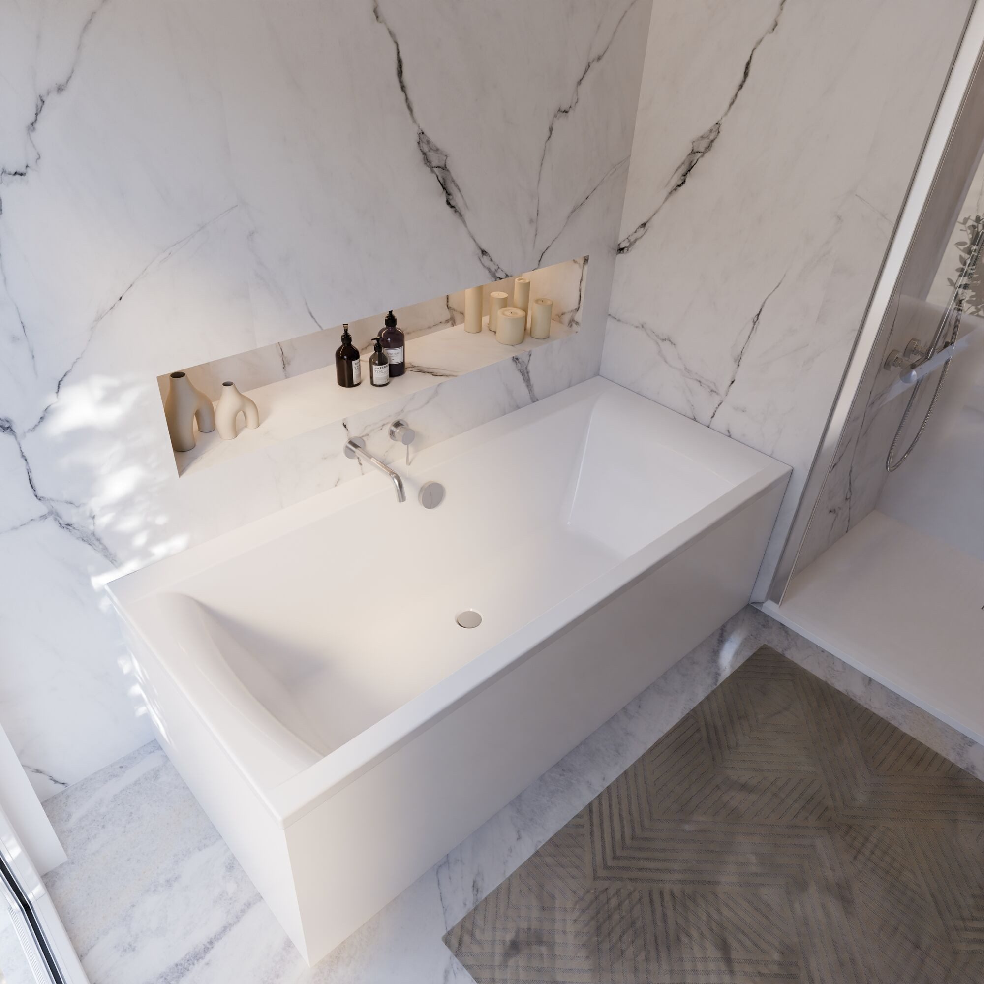 Schulte Badewanne Rechteck Onda, 180x80 cm Sanitäracryl Weiß Komplett-Set mit Wannenträger und Ablauf