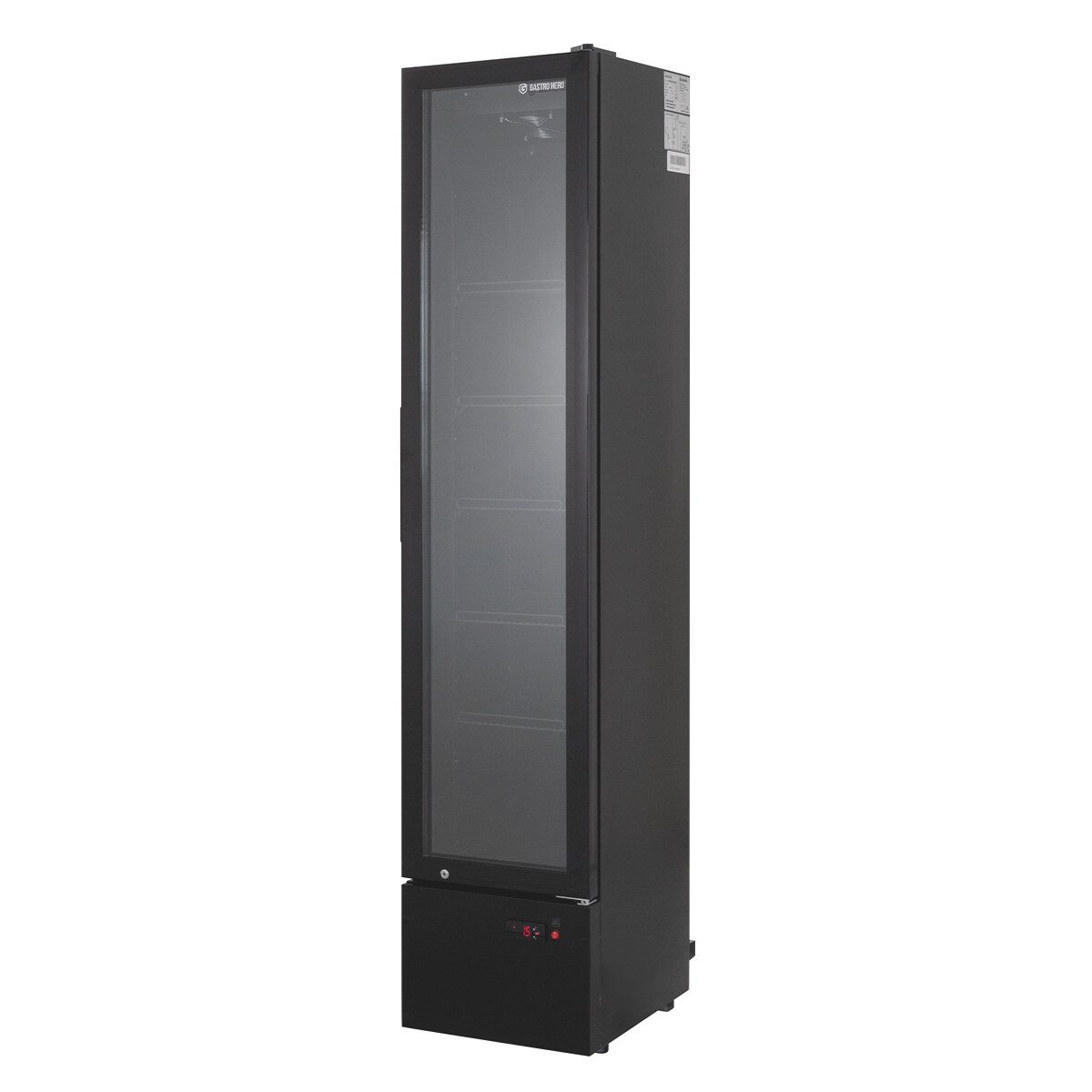 GastroHero Getränkekühlschrank Flaschenkühlschrank 160 Liter schwarz mit Glastür & LED Beleuchtung GKS-160, 188.8 cm hoch, 39 cm breit