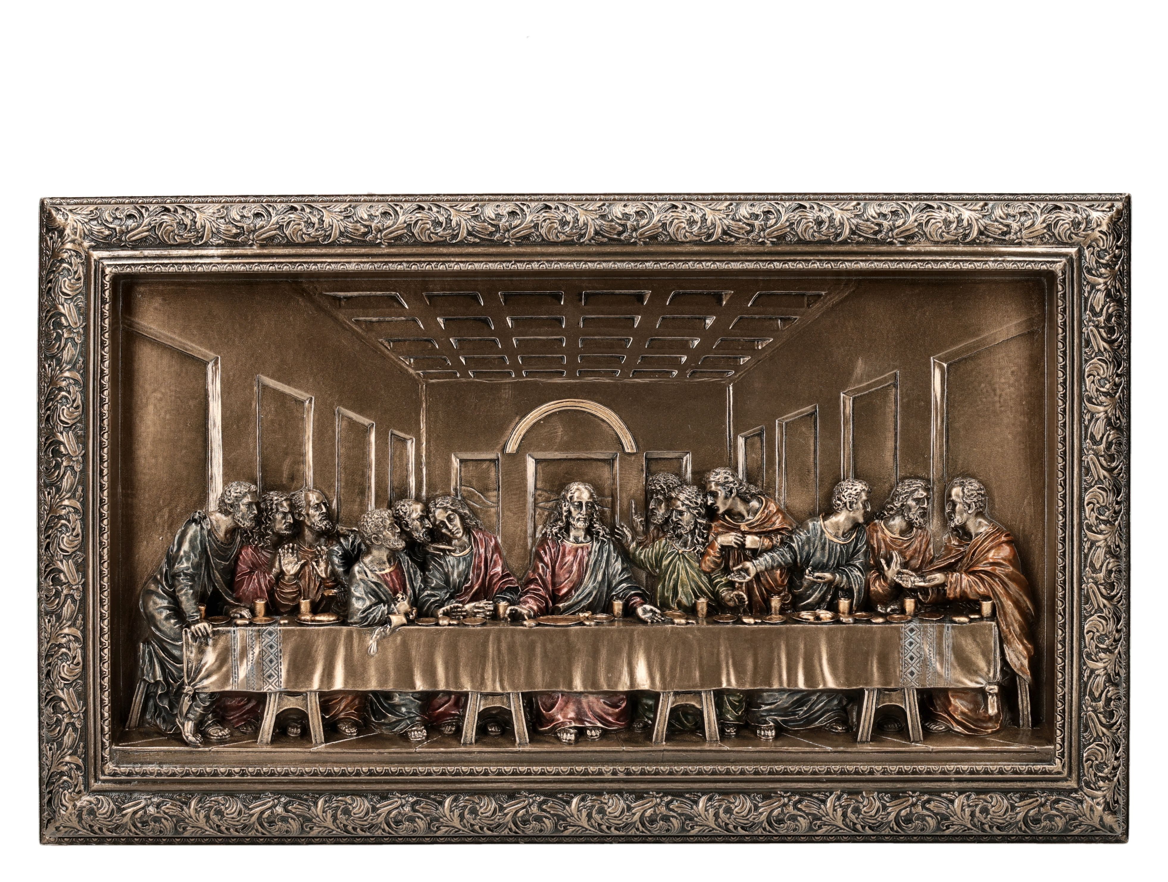 Figuren Shop GmbH Wanddekoobjekt Letztes Abendmahl Wandrelief – Jesus Apostel Sakrale Kunst 27,5 cm