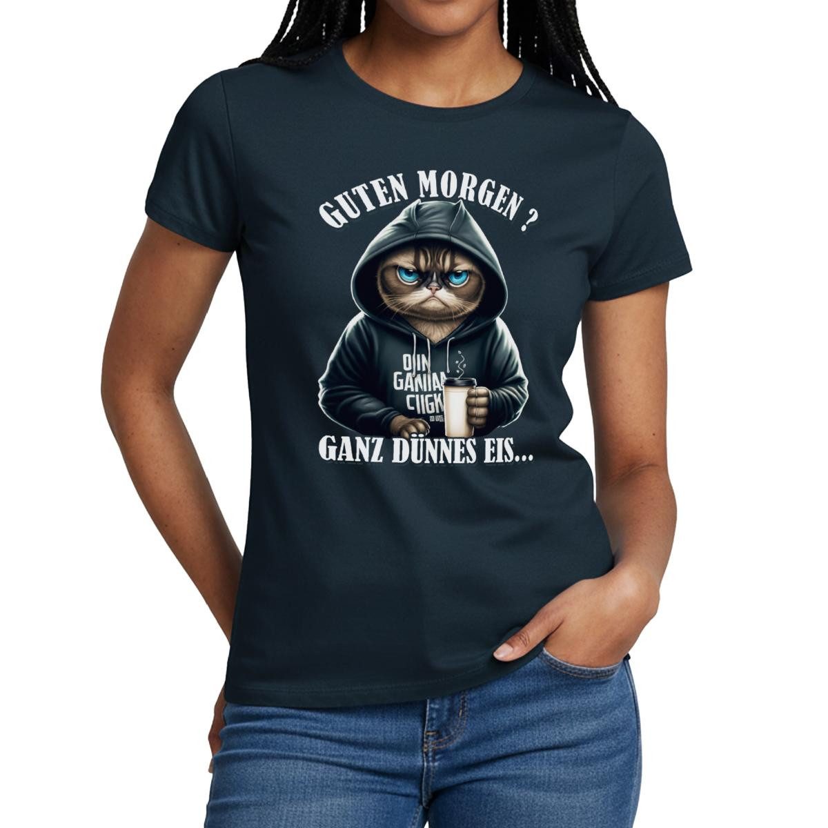 Spreadshirt T-Shirt Guten Morgen Ganz Dünnes Eis Katze Frauen T-Shirt (1-tl günstig online kaufen