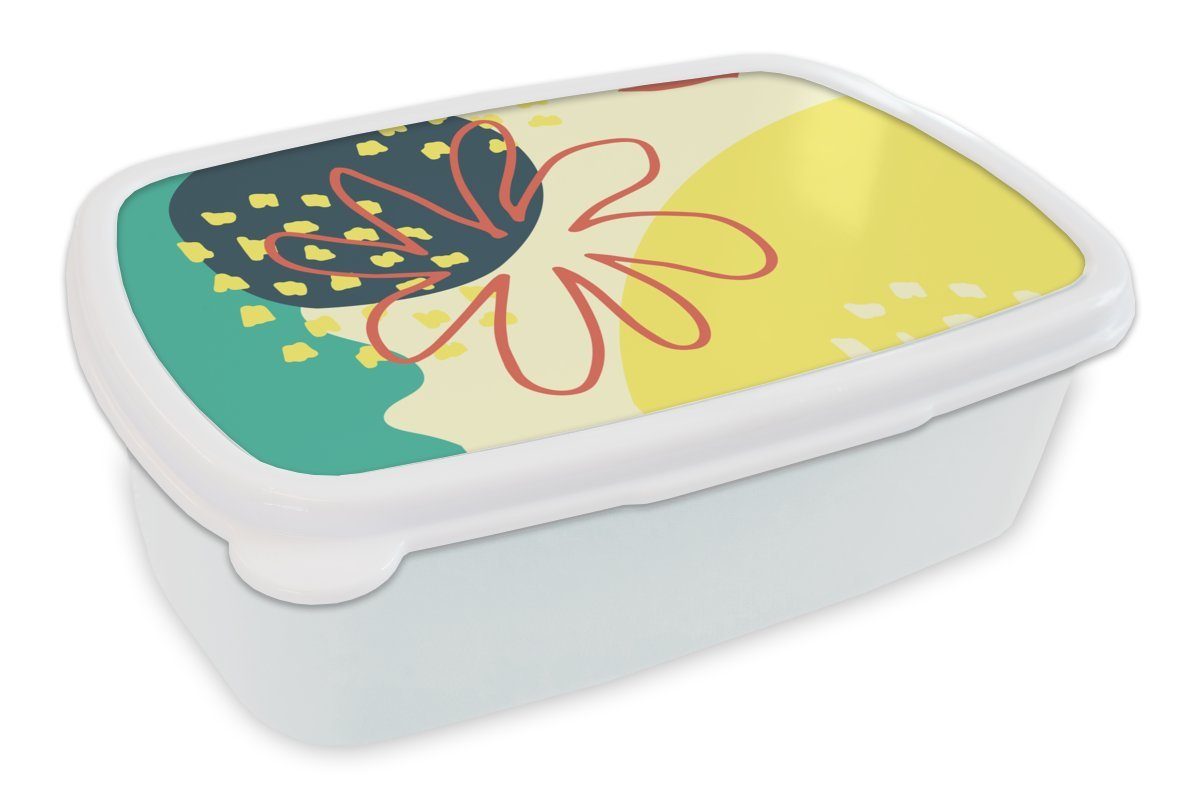 MuchoWow Lunchbox Sommer - Blume - Pastell, Kunststoff, (2-tlg), Brotbox für Kinder und Erwachsene, Brotdose, für Jungs und Mädchen weiß