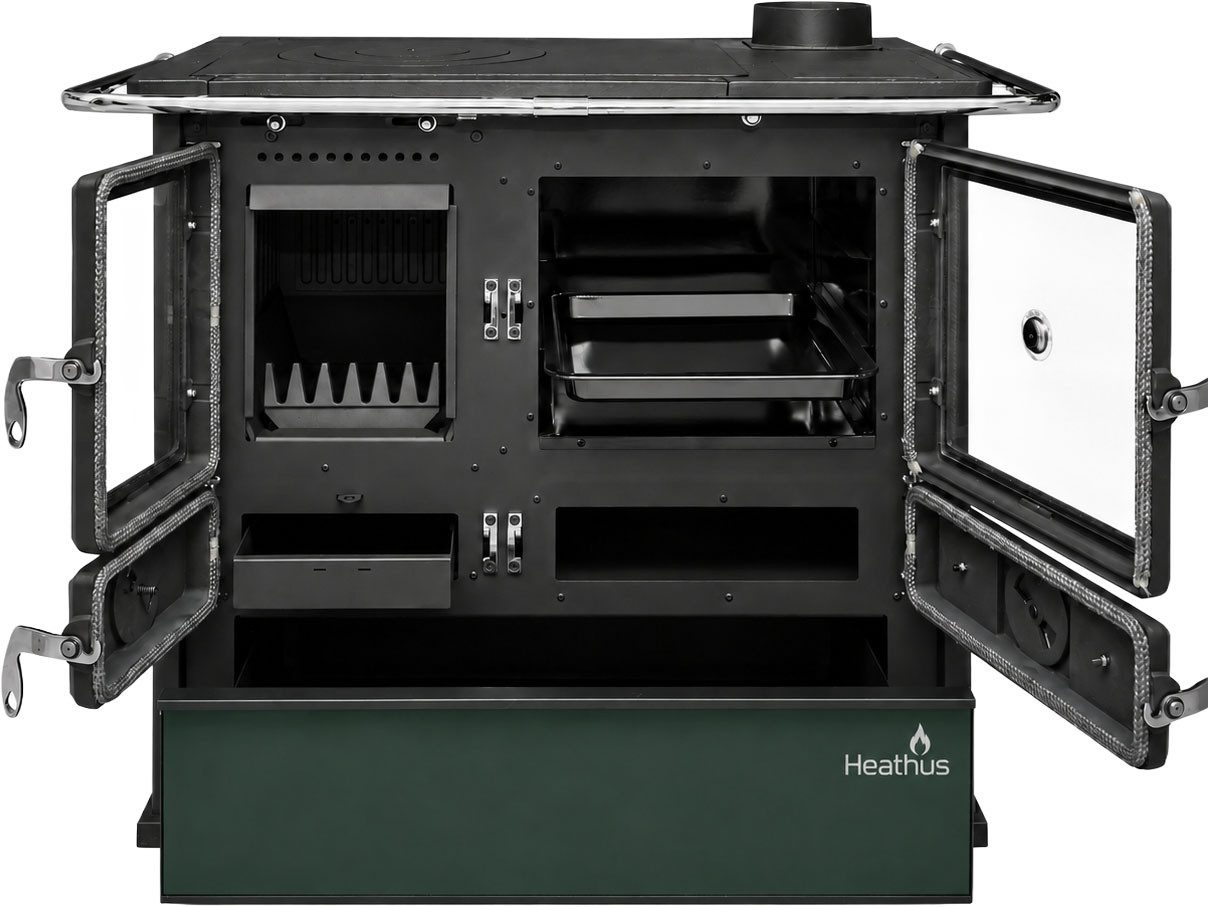 Festbrennstoffherd Cook Premium Green Pepper, 8,9 kW, Zeitbrand, Großer Feuerraum – Bild 4 von 5