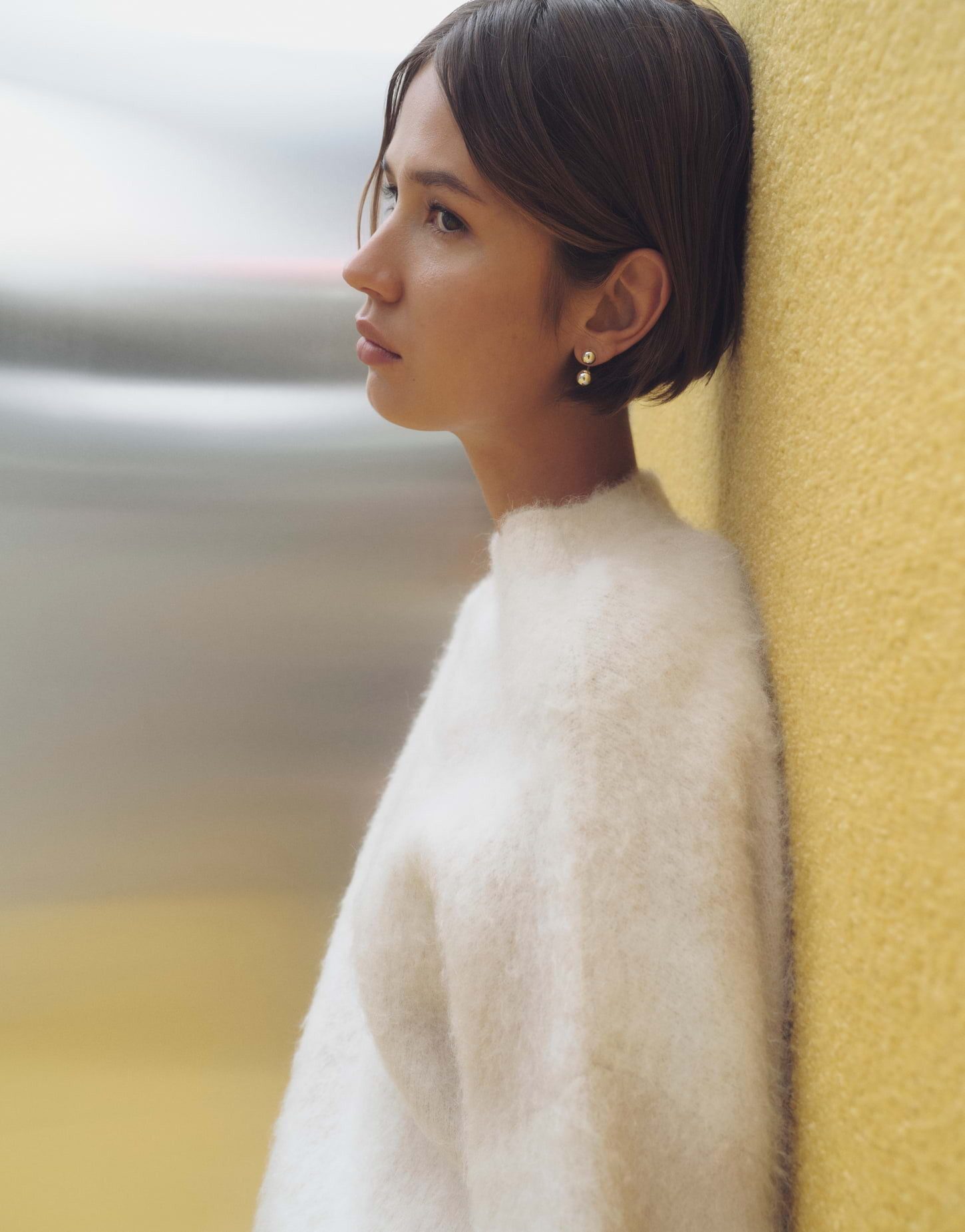 someday Strickpullover TEONIE Loose mit Jacquardmuster Jacquard-Pullover mit weitem Schnitt und modernem Funnel Neck