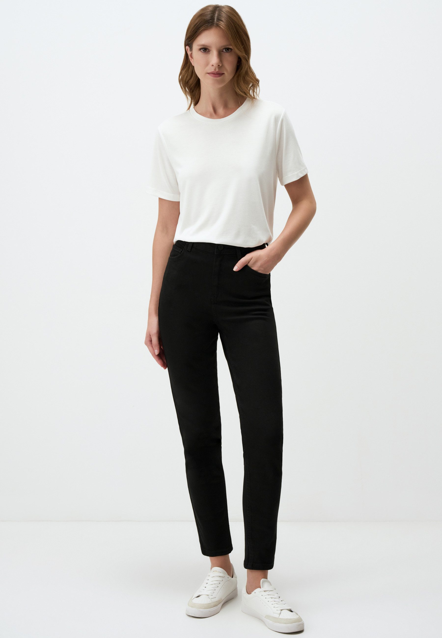 Strickhose Slim Fit High-Rise Knöchelhose