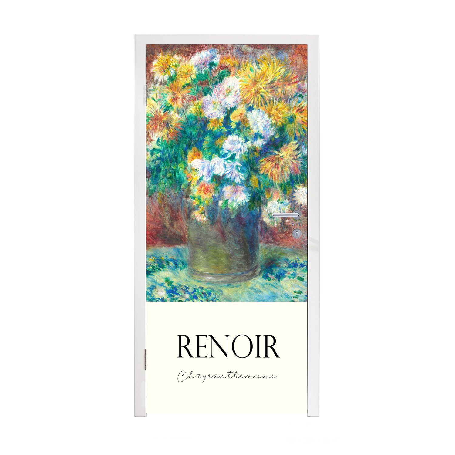 MuchoWow Türtapete Renoir - Chrysantheme - Gemälde, Matt, bedruckt, (1 St), Fototapete für Tür, Türaufkleber, 75x205 cm