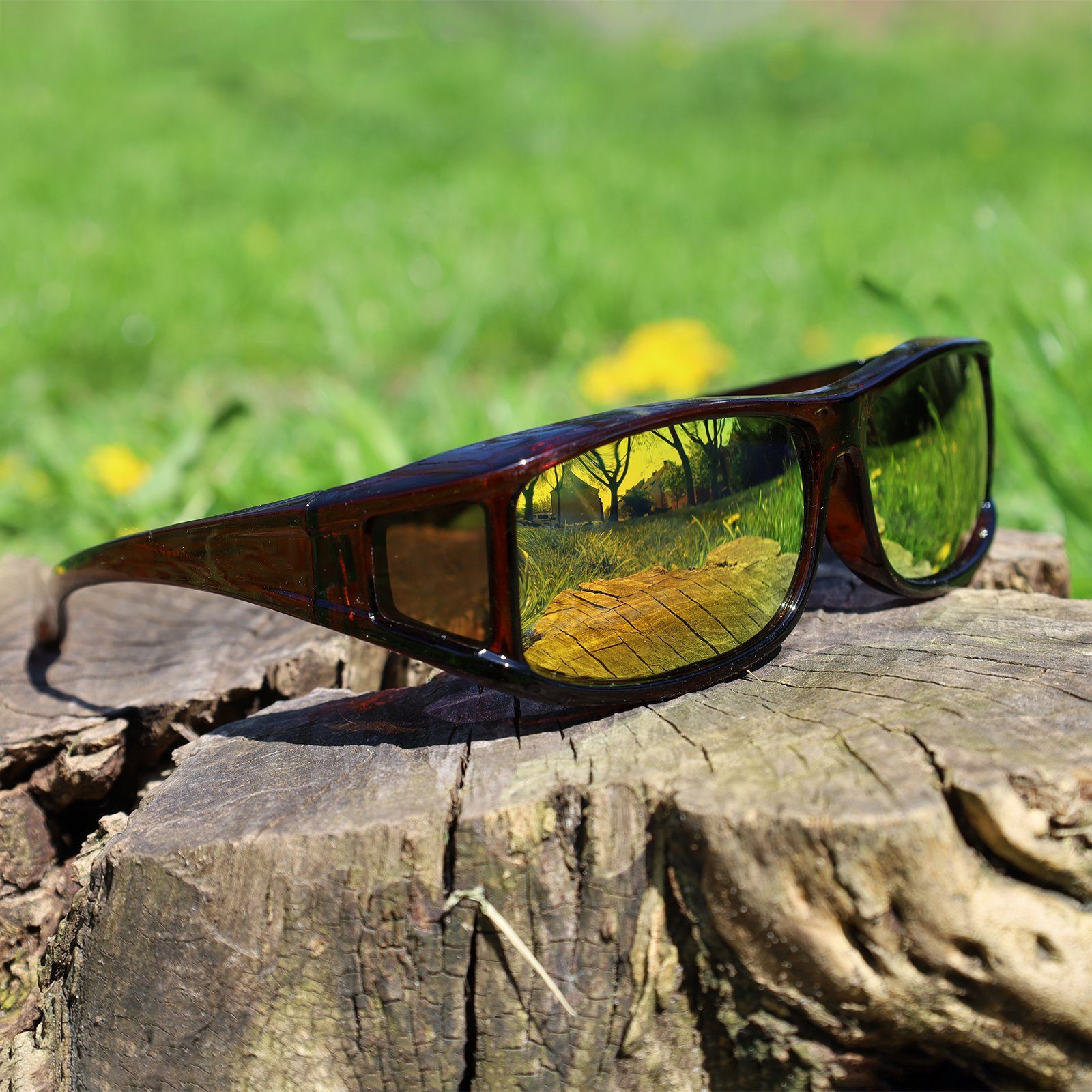 Glänzend für polarisierte, Herren Classic UV ActiveSol Sonnenbrille Braun 400 SUNGLASSES Überziehsonnenbrille