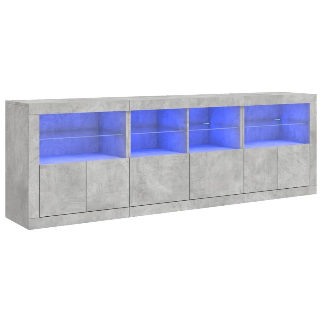 vidaXL Sideboard Sideboard mit LED-Leuchten Betongrau 202x37x67 cm (1 St) günstig online kaufen