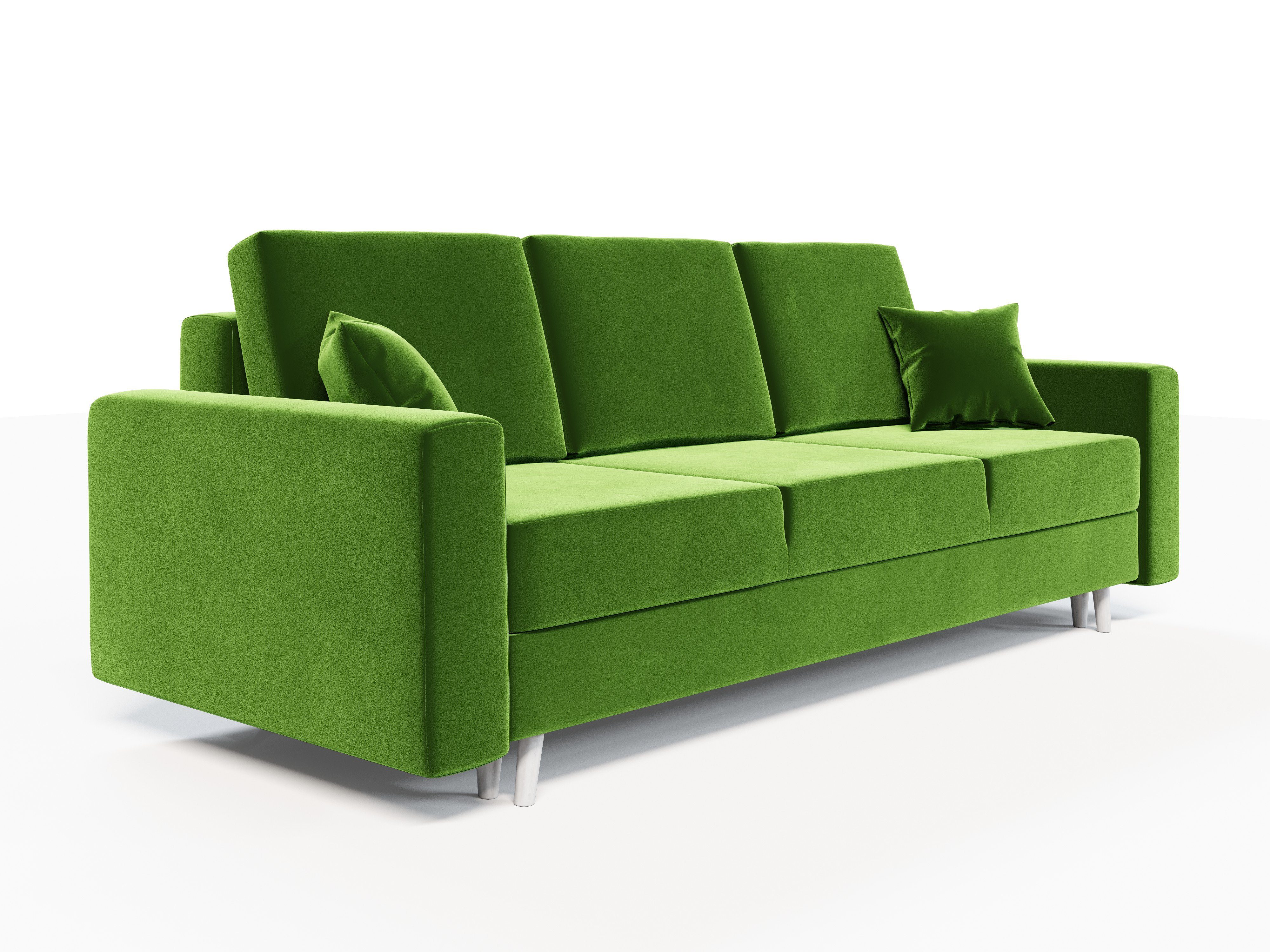 pressiode Sofa Schlafsofa, COUCH mit Schlaffunktion und Bettkasten 236cm KRONOS Grün