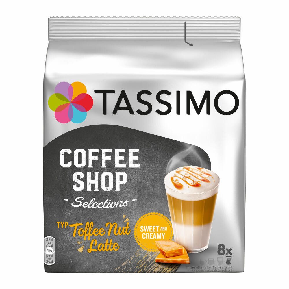 TASSIMO Kaffee Toffee Nut Latte, 16 T-Discs / 8 Portionen