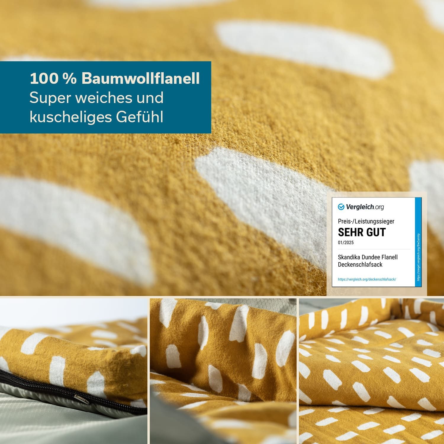 Skandika Deckenschlafsack Baumwollflanell, Deckenschlafsack, Koppelbar, Kop günstig online kaufen