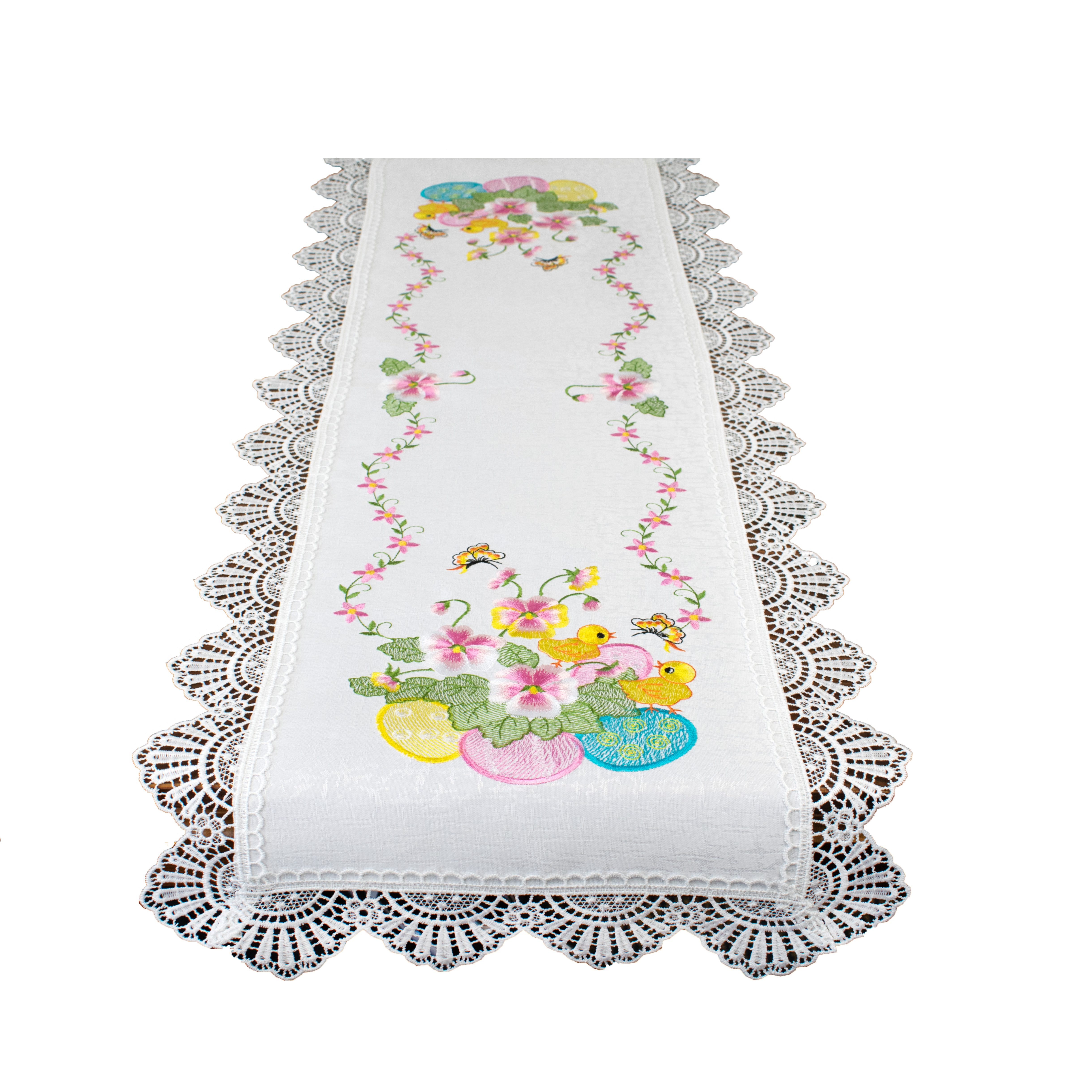 Delindo Lifestyle Tischdecke Tischdeckenserie Ostereier & Küken (1-tlg), mit Spitze umrandet