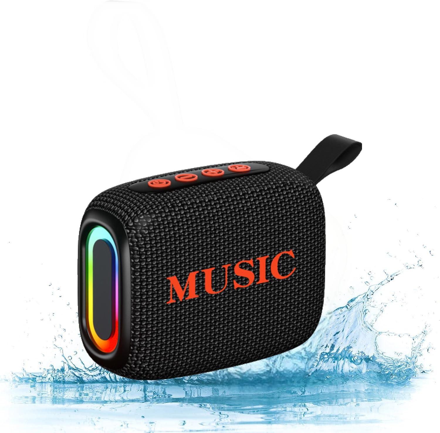 Toomoke Tragbarer Bluetooth Lautsprecher mit Licht,Musikbox Bluetooth 5.3 Lautsprecher (IPX5,1200mAh,10m Reichweite,Tragbarer Outdoor Speaker mit Haken)