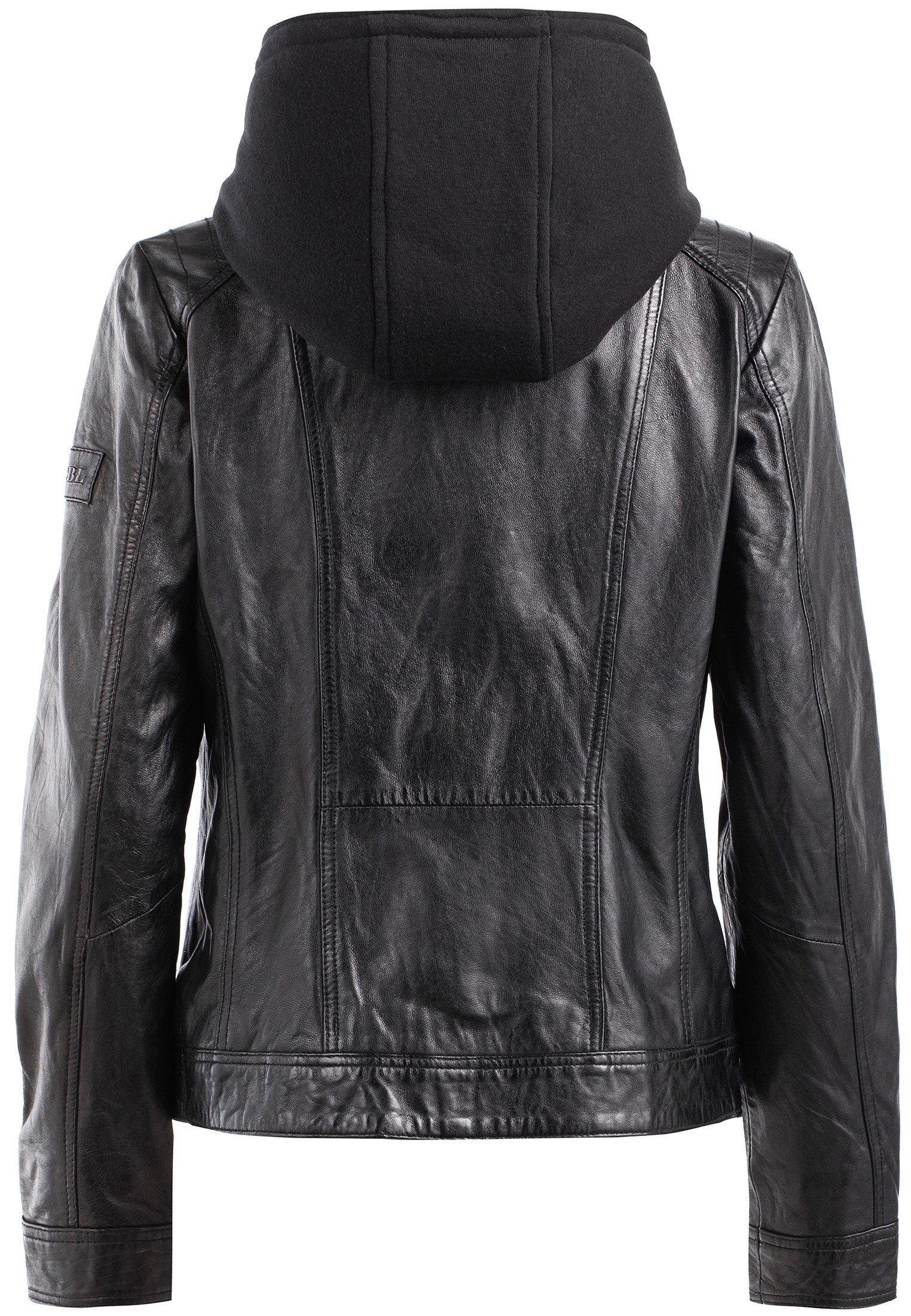 mit Nieten Kapuze Lederjacke herausnehmbarer Lederjacke Details und CBL