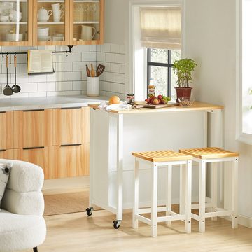 SoBuy Küchenwagen FKW74, Kücheninsel Sideboard Küchenschrank mit 2 Schubladen und Ablagen