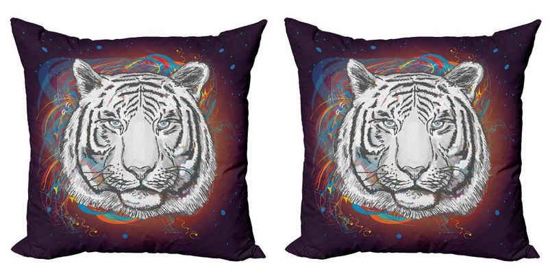 Kissenbezüge Modern Accent Doppelseitiger Digitaldruck, Abakuhaus (2 Stück), Tier Tiger aus dem Weltall