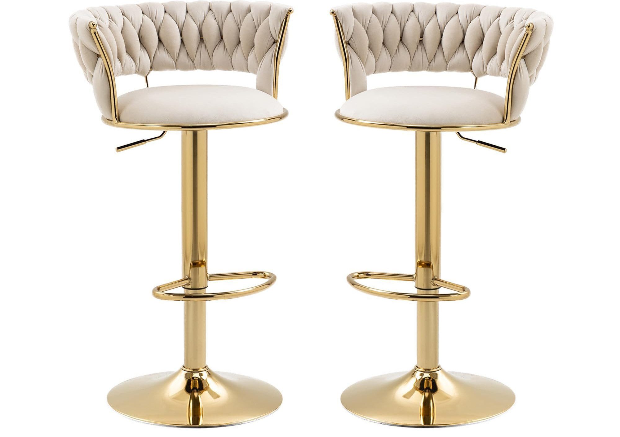Barhocker Set, goldene Stuhlbeine, moderne Samt-Hochstuhl/Barstühle