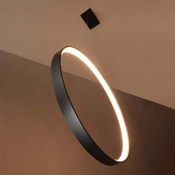 etc-shop LED Pendelleuchte, LED-Leuchtmittel fest verbaut, Warmweiß, Pendelleuchte Hängelampe Ring Designlampe Esszimmerleuchte schwarz