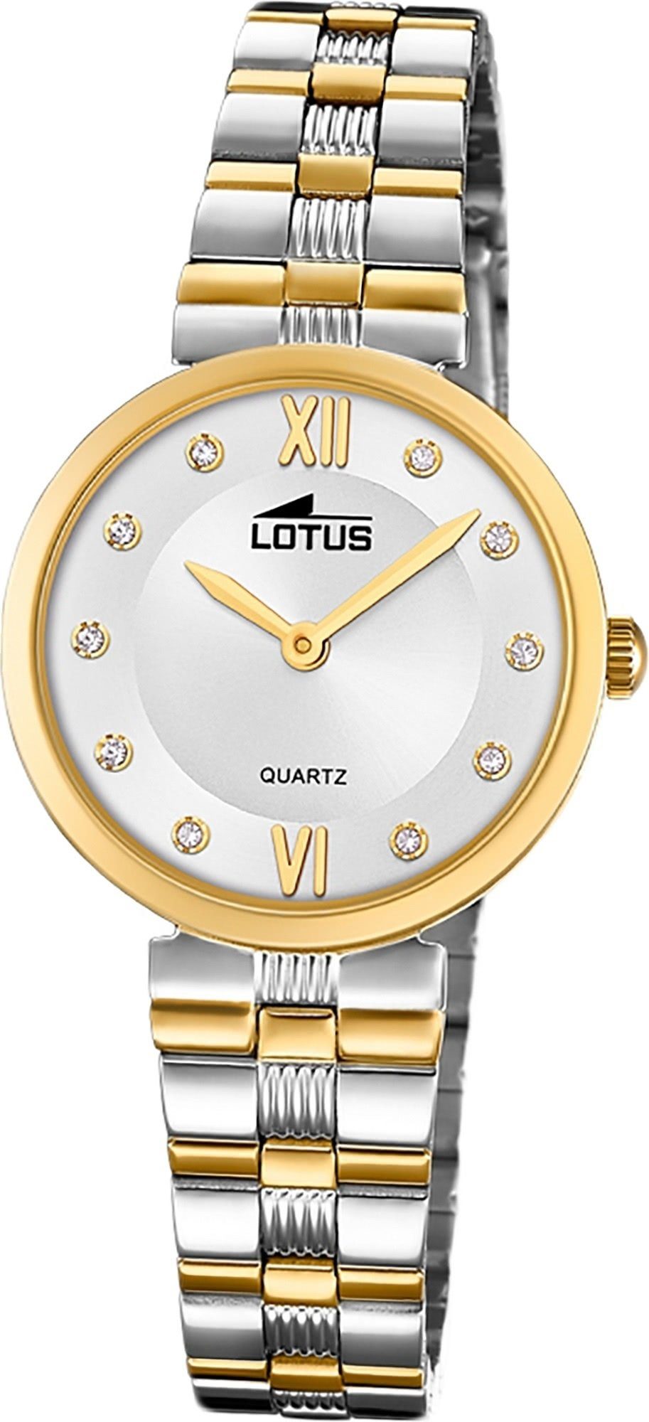 Lotus Quarzuhr LOTUS Edelstahl Damen Uhr 18542/3, Damenuhr mit Edelstahlarmband, rundes Gehäuse, klein (ca. 29mm), Fashi