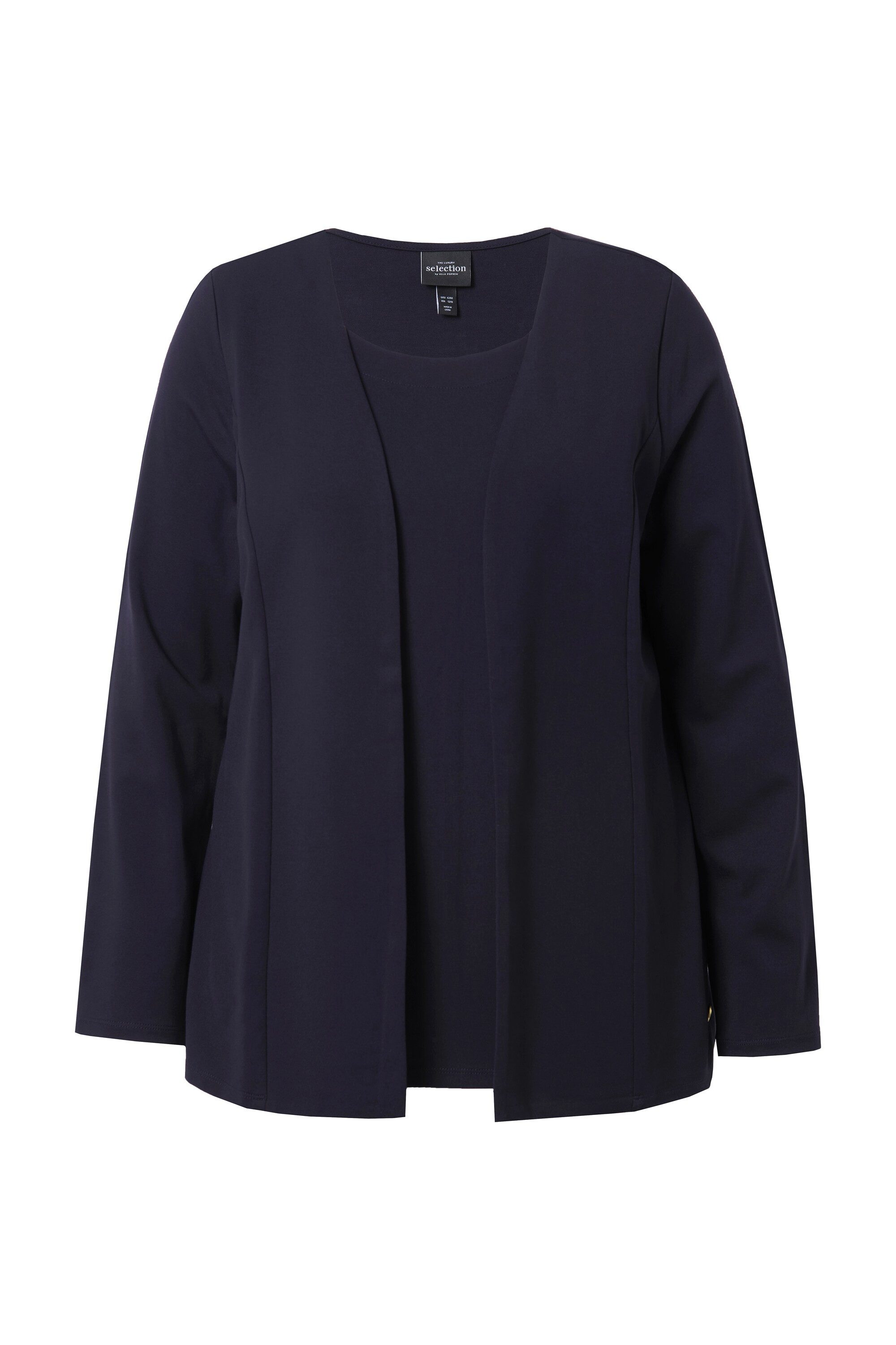 Ulla Popken Sweatjacke 2-in-1-Sweatjacke Rundhals Teilungsnähte günstig online kaufen