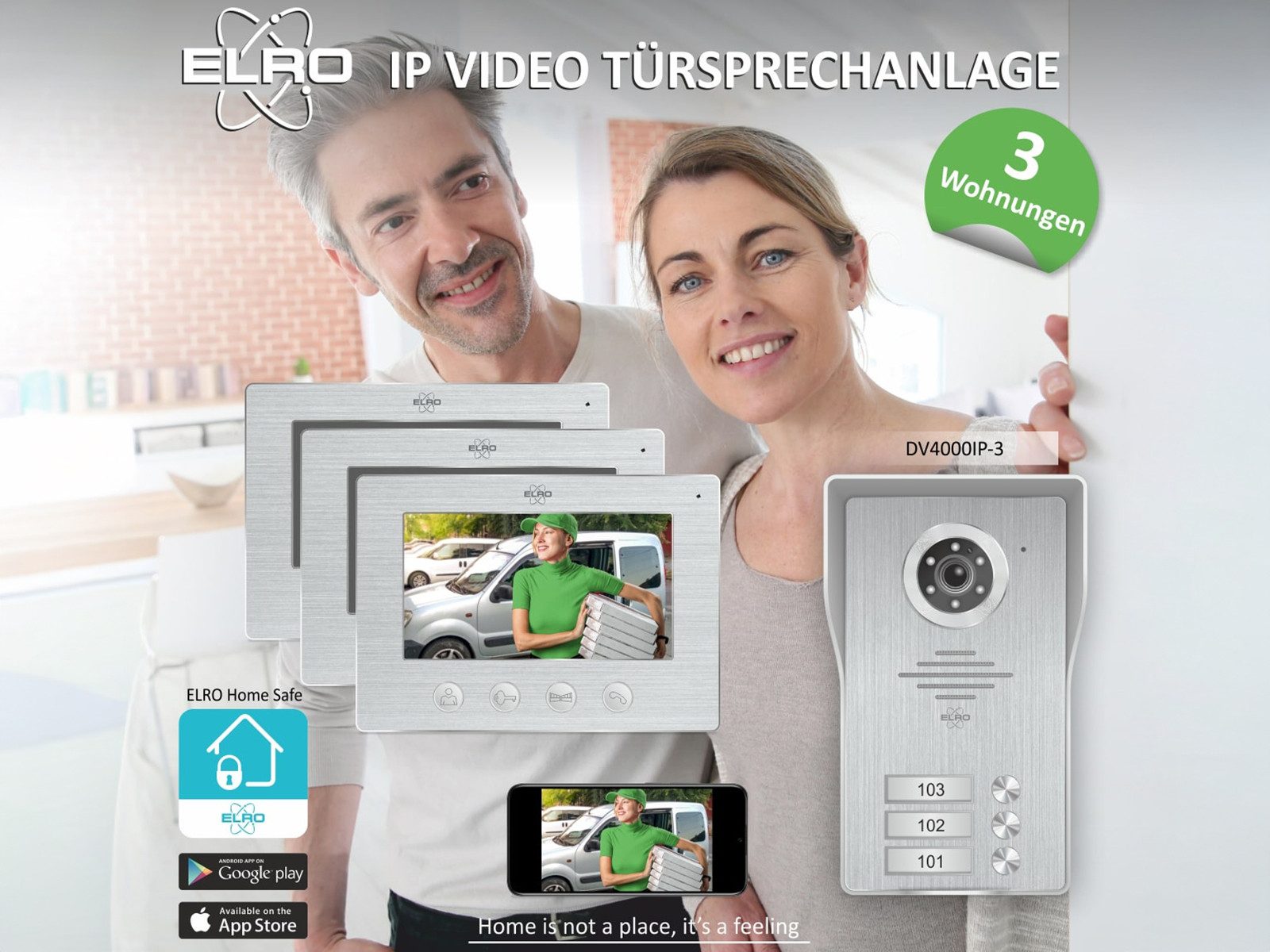 Elro Video-Türsprechanlage (Außenbereich, 6-tlg., mit Full HD Nachtsicht-Türkamera auf Handy, WLAN, Gegensprechanlage)