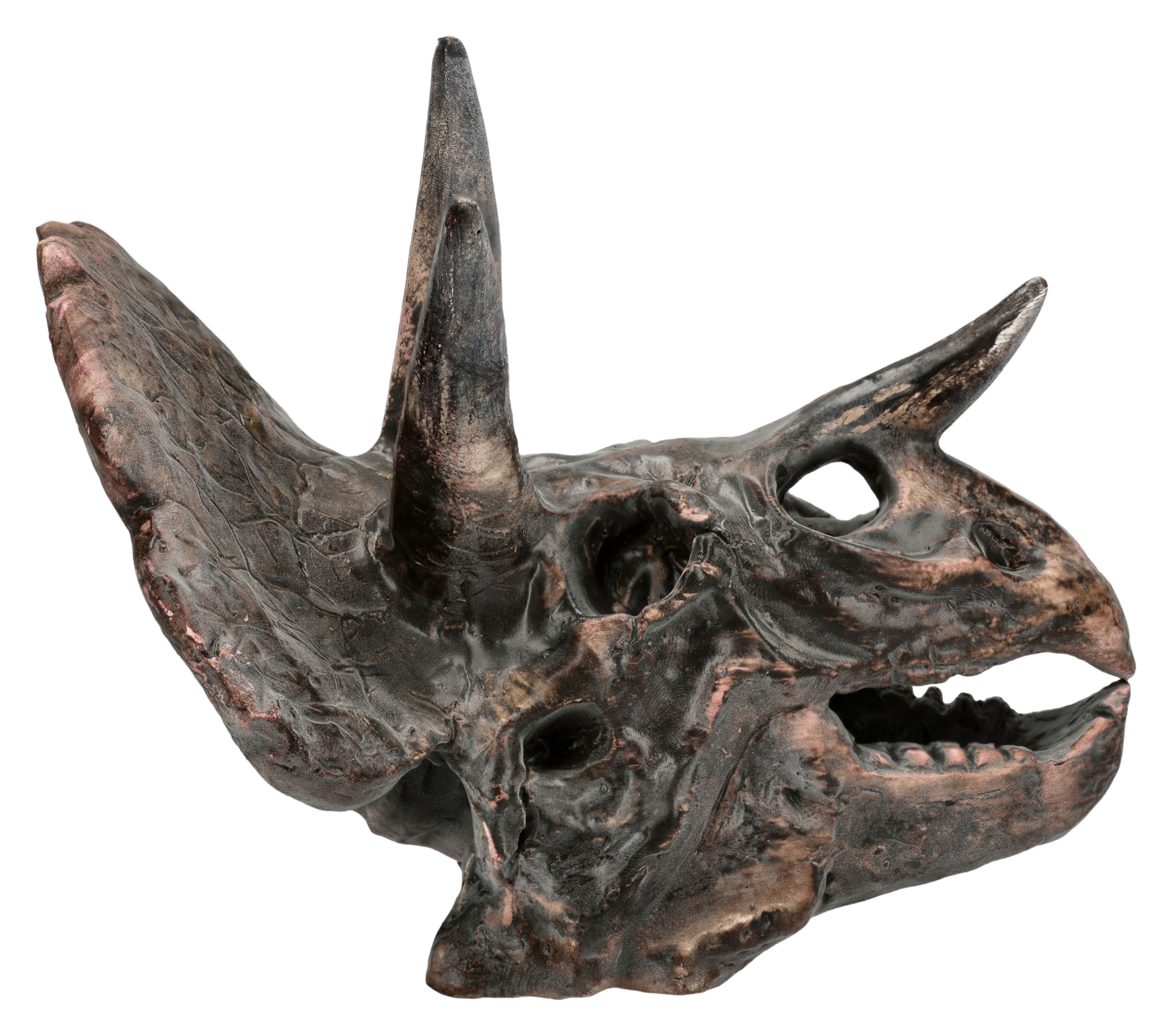 Figuren Shop GmbH Dekofigur Triceratops Totenkopf – Dinosaurier Schädel Figur Fossil Deko 12 cm