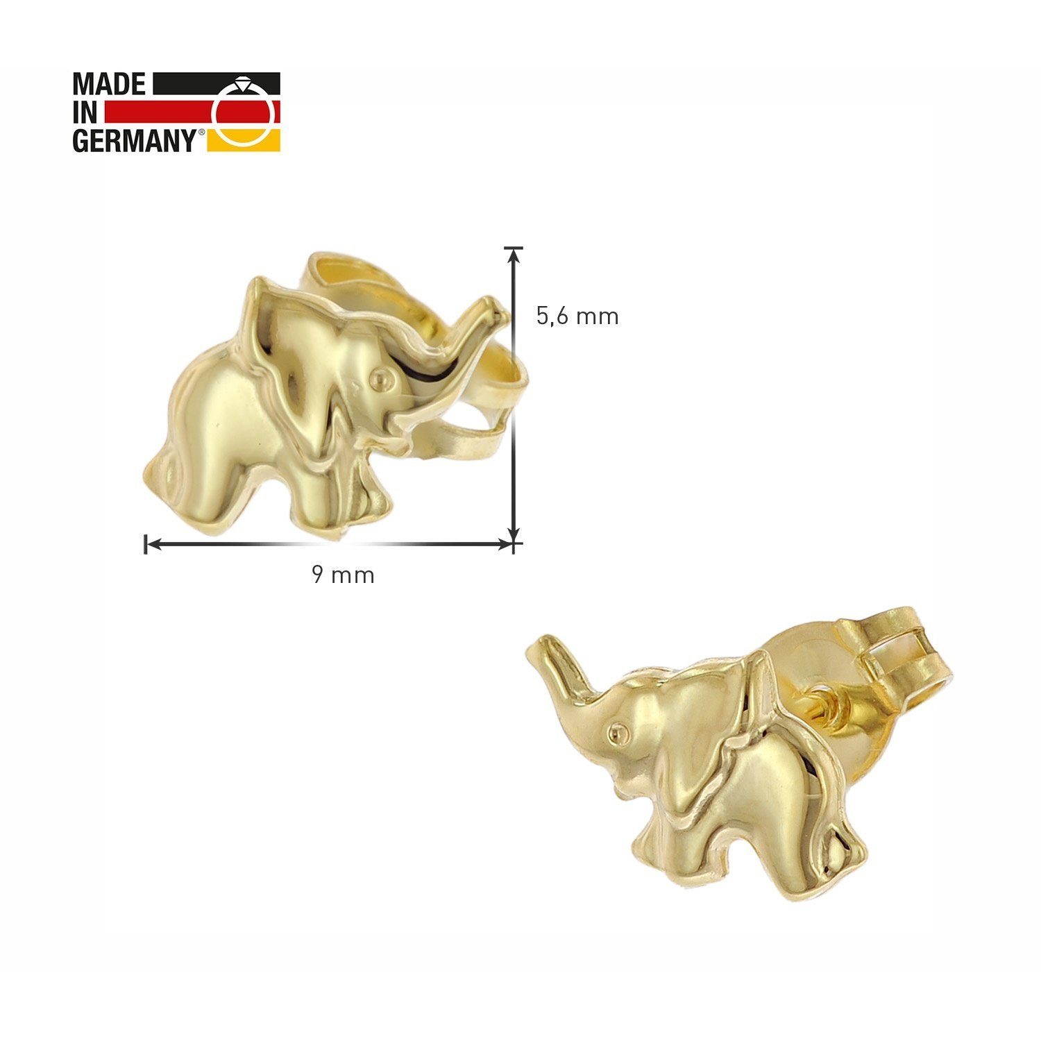 333/8K trendor Ohrstecker Elefant Gold Ohrstecker Paar