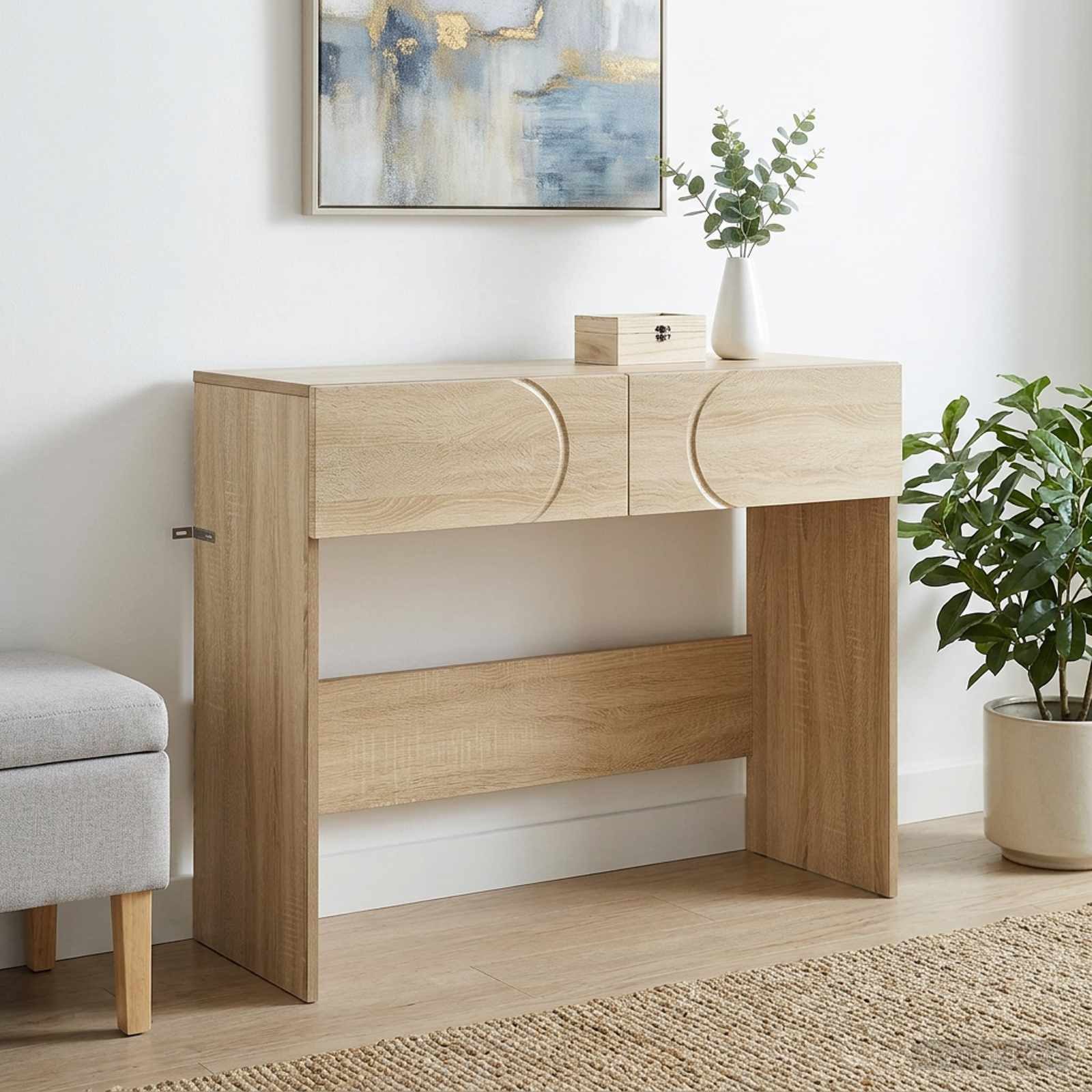 vidaXL Konsolentisch Konsolentisch Sonoma-Eiche 96,5 x 38 x 75 cm Holzwerkstoff (1-St)