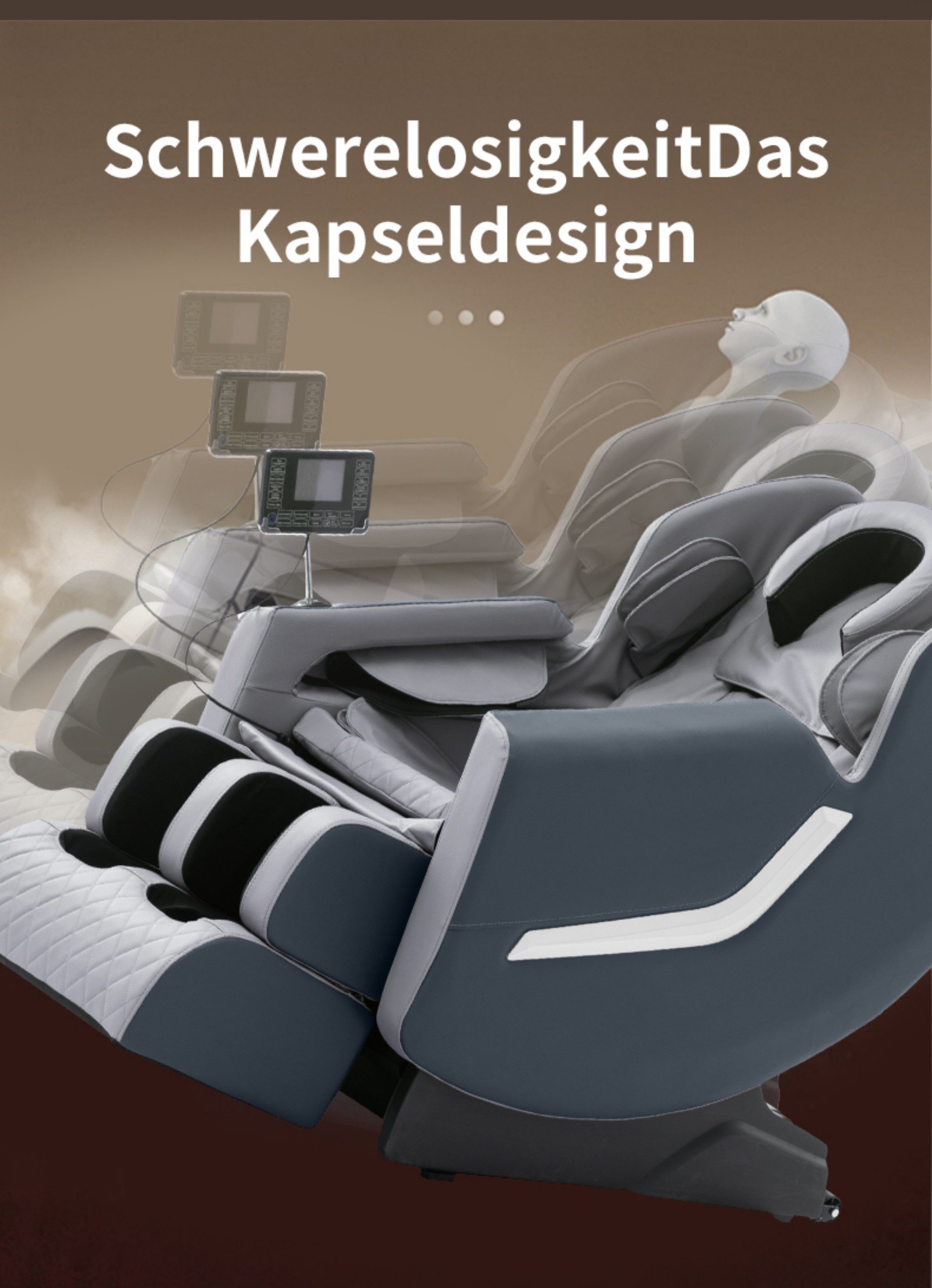 Happy Home Massagesessel Premium Massagesessel mit innovativen Funktionen - Grau