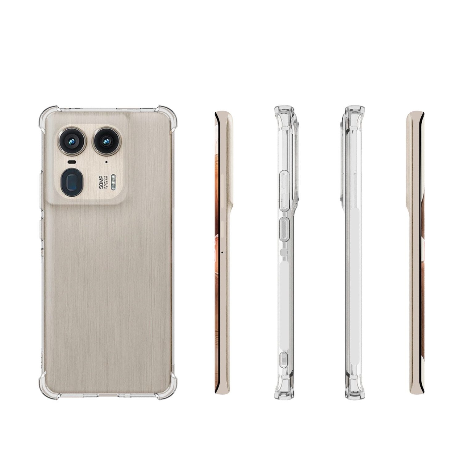 Wigento Handyhülle Für Motorola Edge 50 Ultra Schock TPU Schutz Hülle Case Transparent