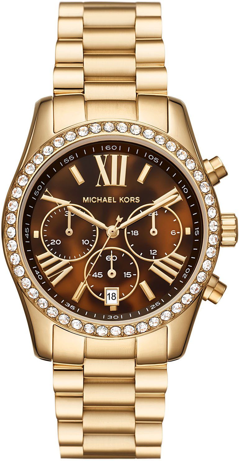 MICHAEL KORS Chronograph Lexington, MK7276, Quarzuhr, Armbanduhr, Damenuhr, Stoppfunktion, 12/24-Std.-Anzeige