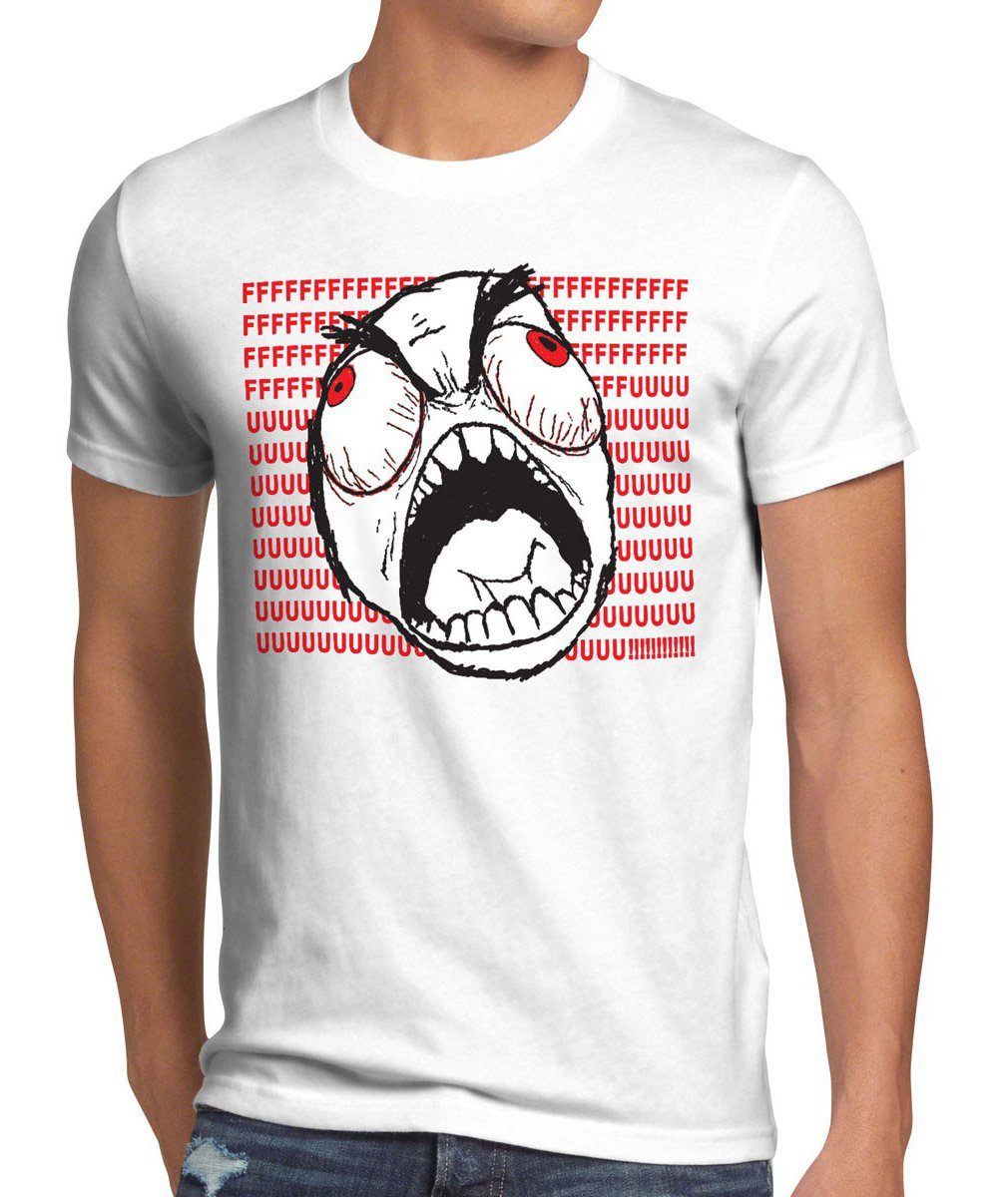 style3 Print-Shirt Herren T-Shirt Rage Trollface Comic Rageguy Facebook Meme 9gag Nerd Fuck Guy Fuu weiß