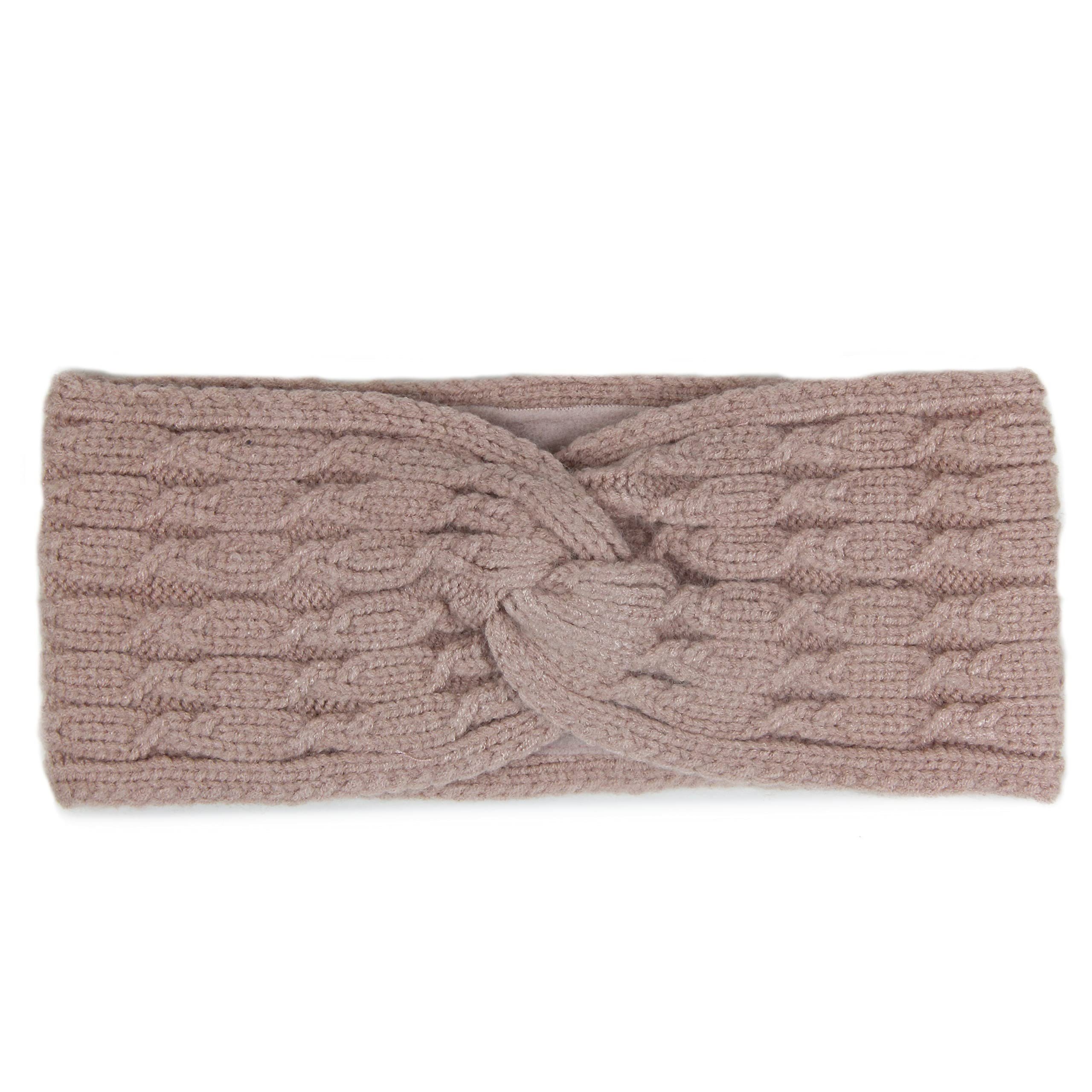 Frentree Stirnband Gefüttertes Warmes Damen Stirnband, Twist Desgin Haarband mit weichem Fleece Innenfutter, Mädchen Ohrenschützer Strick Schleife