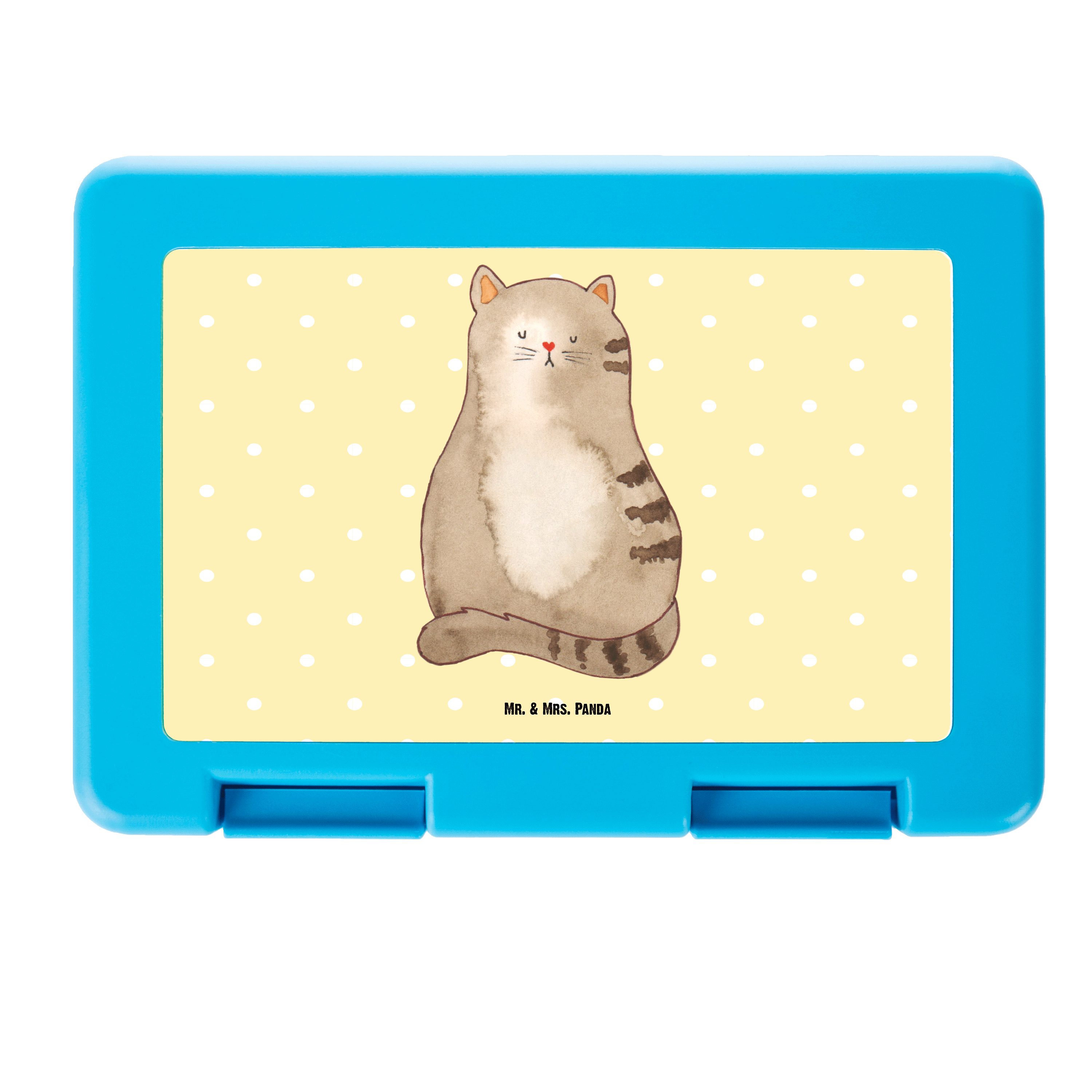 Le, Mr. Gelb - Katze Panda Pastell - Butterbrotdose, Mrs. Kunststoff, Butterdose Geschenk, sitzend & Premium (1-tlg) Snackbox,