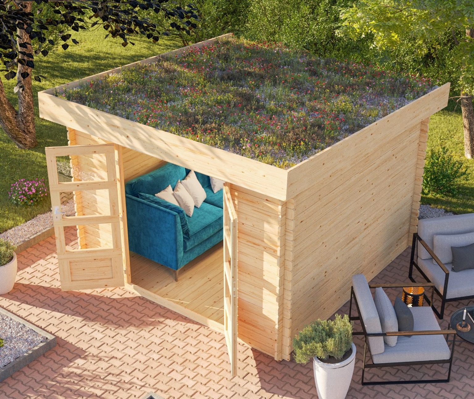 Karibu Gartenhaus Karibu Gartenhaus Flora 5, 28 mm, 315 x 333 x 220 cm, Typ 5, natur