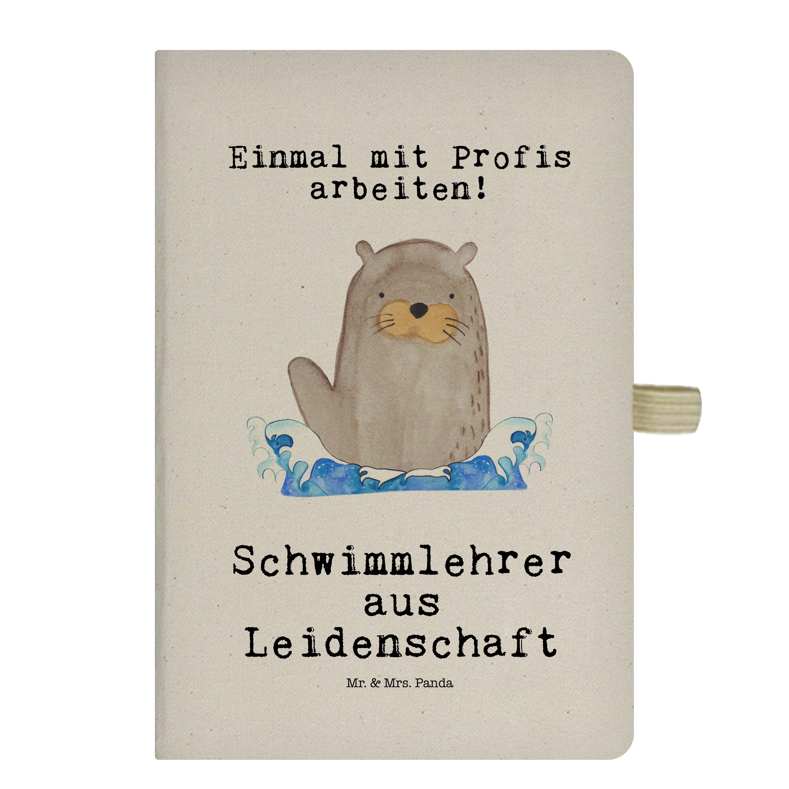 Schwimmlehrer - Mr. Panda aus Mrs. Mrs. Mr. Schwimmabzei & Geschenk, Leidenschaft - Transparent Notizbuch & Panda