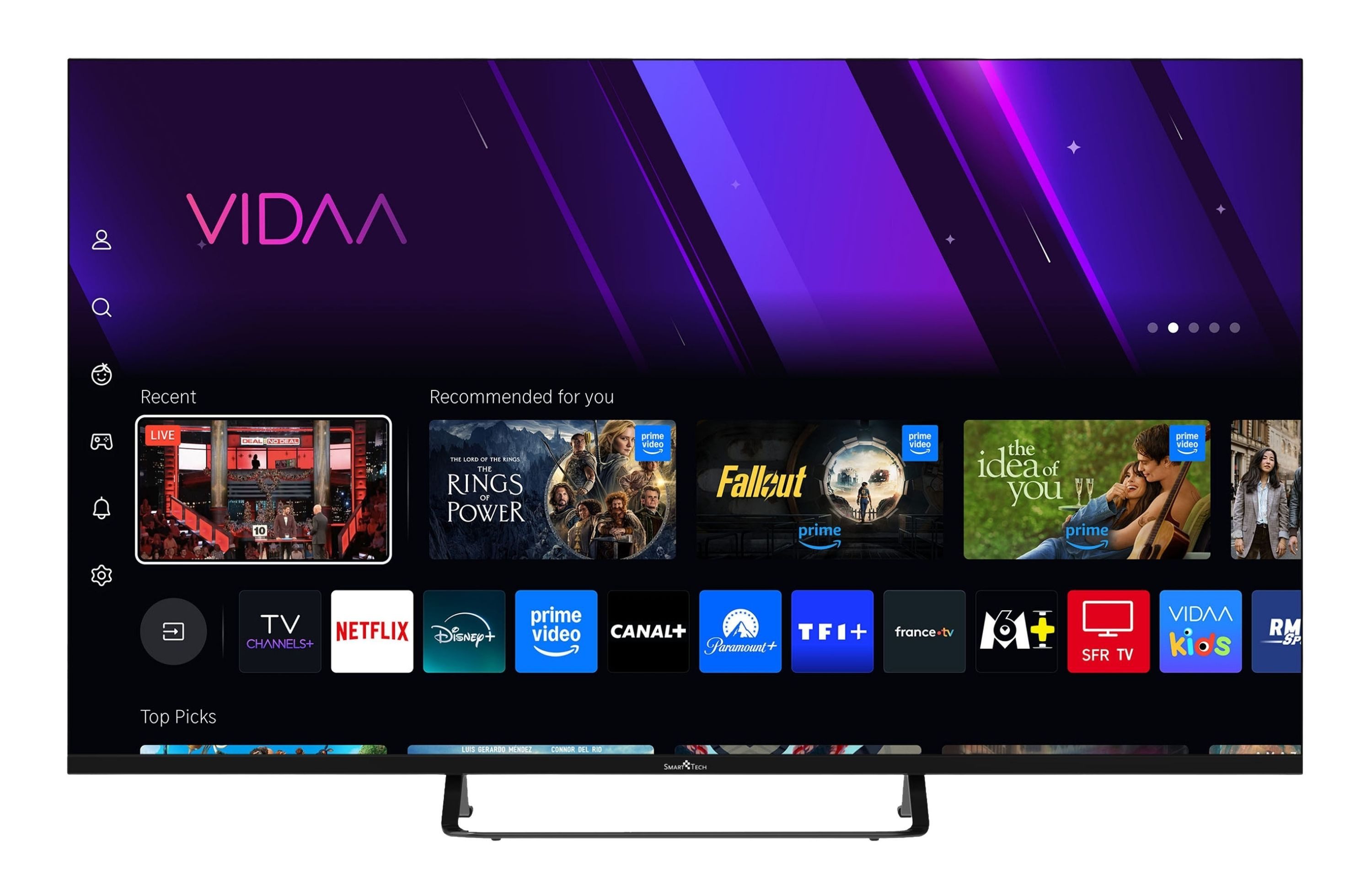 Smart Tech 43QV02V QLED-Fernseher (108 cm/43 Zoll, 4K Ultra HD, VIDAA Smart TV, VIDAA Smart TV, HDR, Bluetooth, Triple-Tuner)