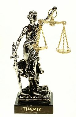 Kremers Schatzkiste Dekofigur Metall Figur Justitia Göttin der Gerechtigkeit 14 cm gold glänzend Skulptur Themis Anwalt BGB