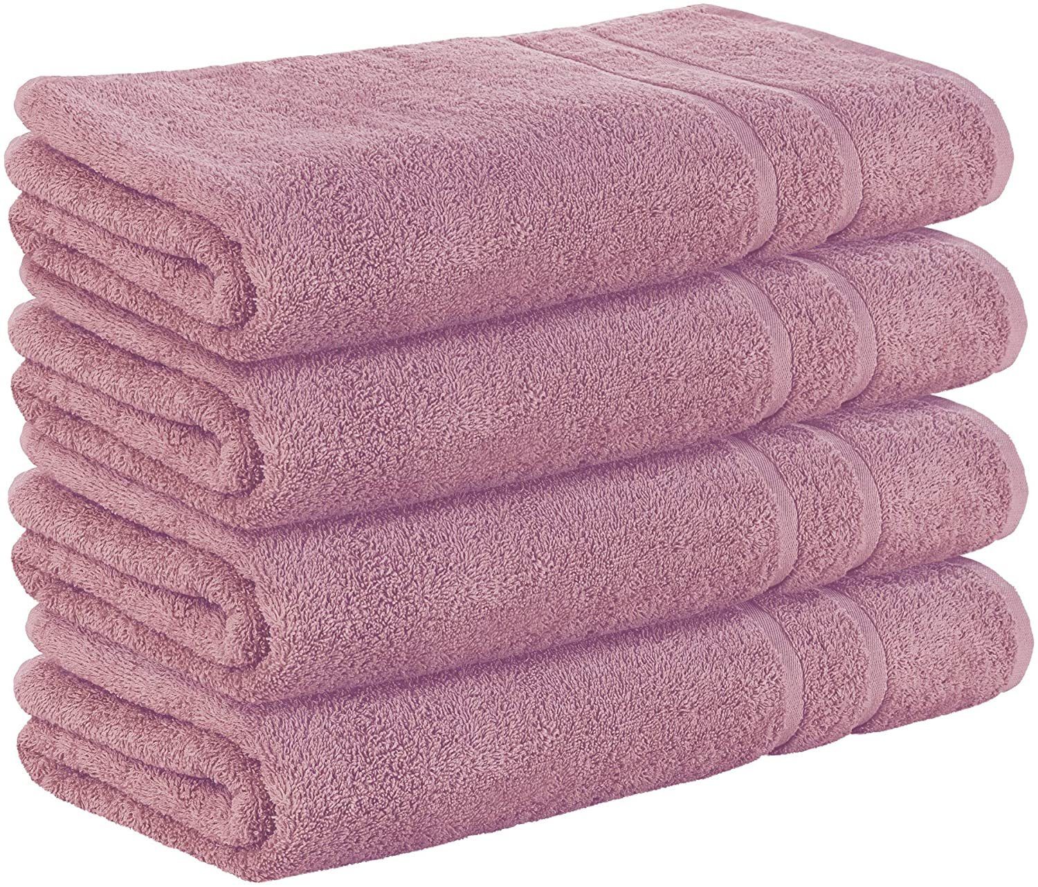 StickandShine Badetücher 4er Set Premium Frottee Badetücher 100x150 cm MAUVE Frottee