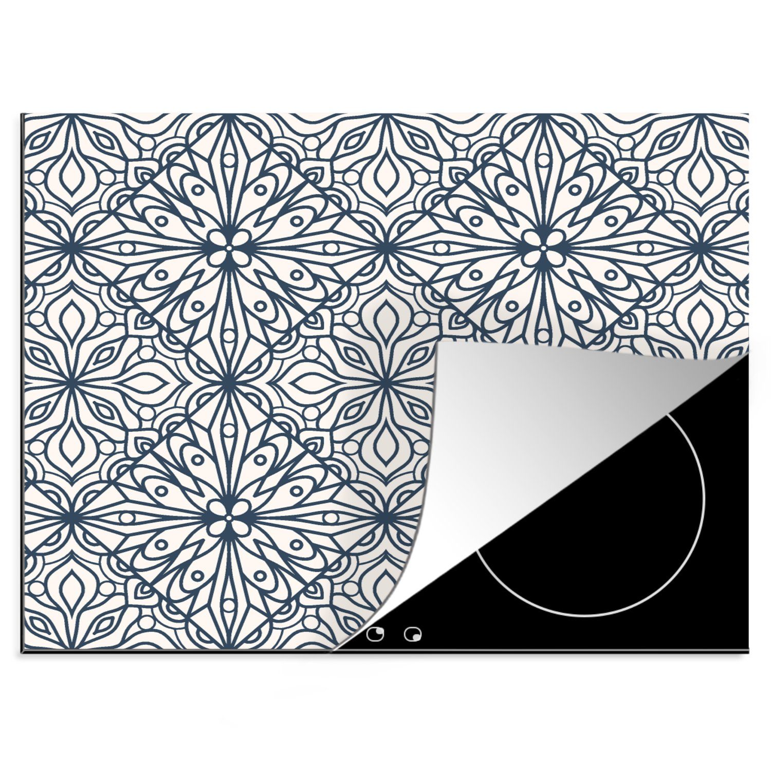 MuchoWow Herdblende-/Abdeckplatte Muster - Kariert - Schwarz - Weiß, Vinyl, (1 tlg), 60x52 cm, Mobile Arbeitsfläche nutzbar, Ceranfeldabdeckung | Herdabdeckplatten