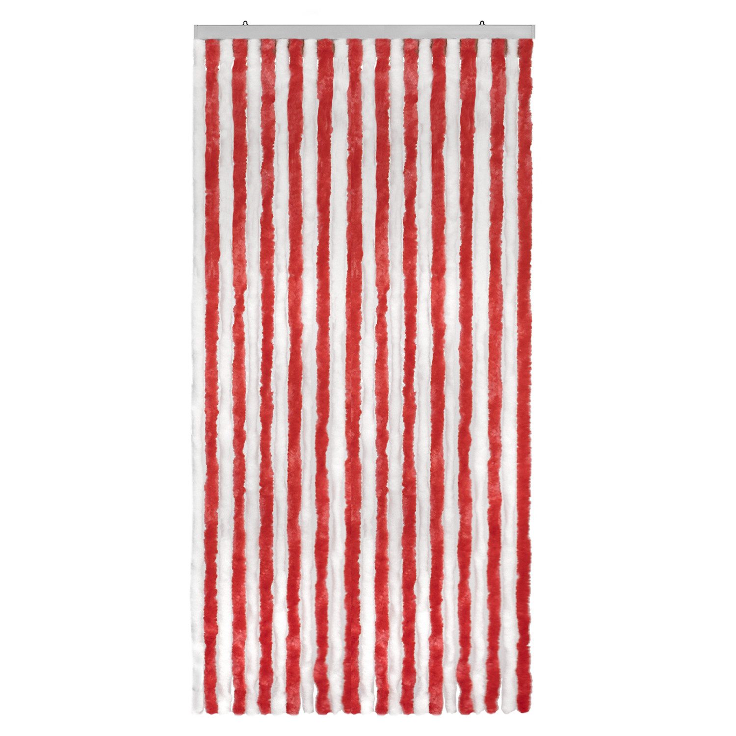 Moritz Türvorhang Flauschvorhang 100 x 200 cm rot weiß (1 St), Hakenaufhängung, Chenille Vorhänge Camping Türvorhang Wohnwagen Wohnmobil Zubehör