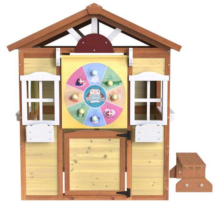 Fangqi Spielhaus 113 2 * 99 * 129 2 cm Kinderspielhaus mit Hocker Wurfspiel und Brett Mit Hocker Wurfspiel und Brett geeignet für drinnen und draußen