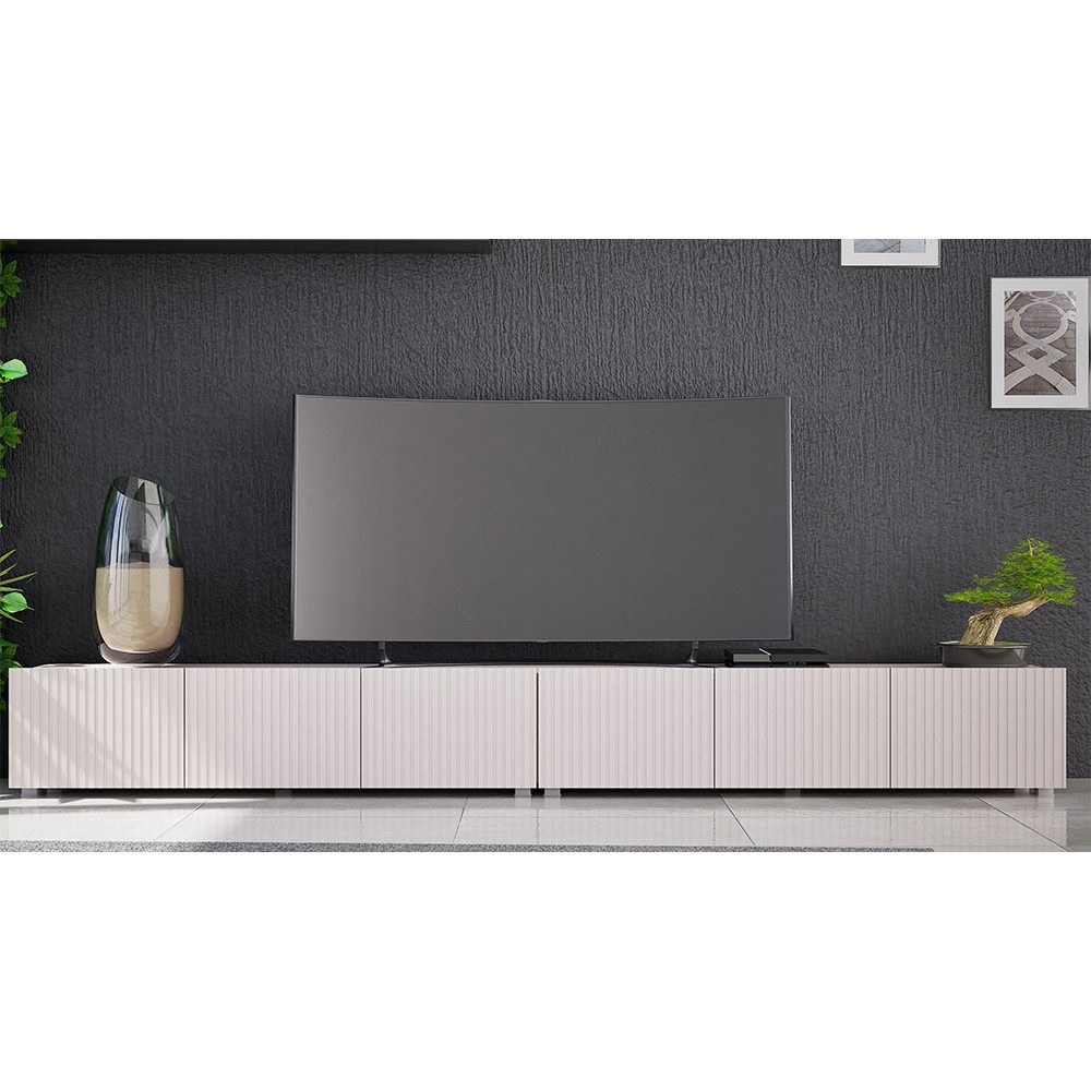 Lomadox Lowboard KEMPTEN-132, in kaschmir, 6-türig, Breite 300 cm, Rillenfr günstig online kaufen