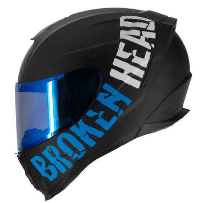 Broken Head Motorradhelm Broken Head BeProud Sport Blau (Mit Blauem Visier), Hochwertiges Design