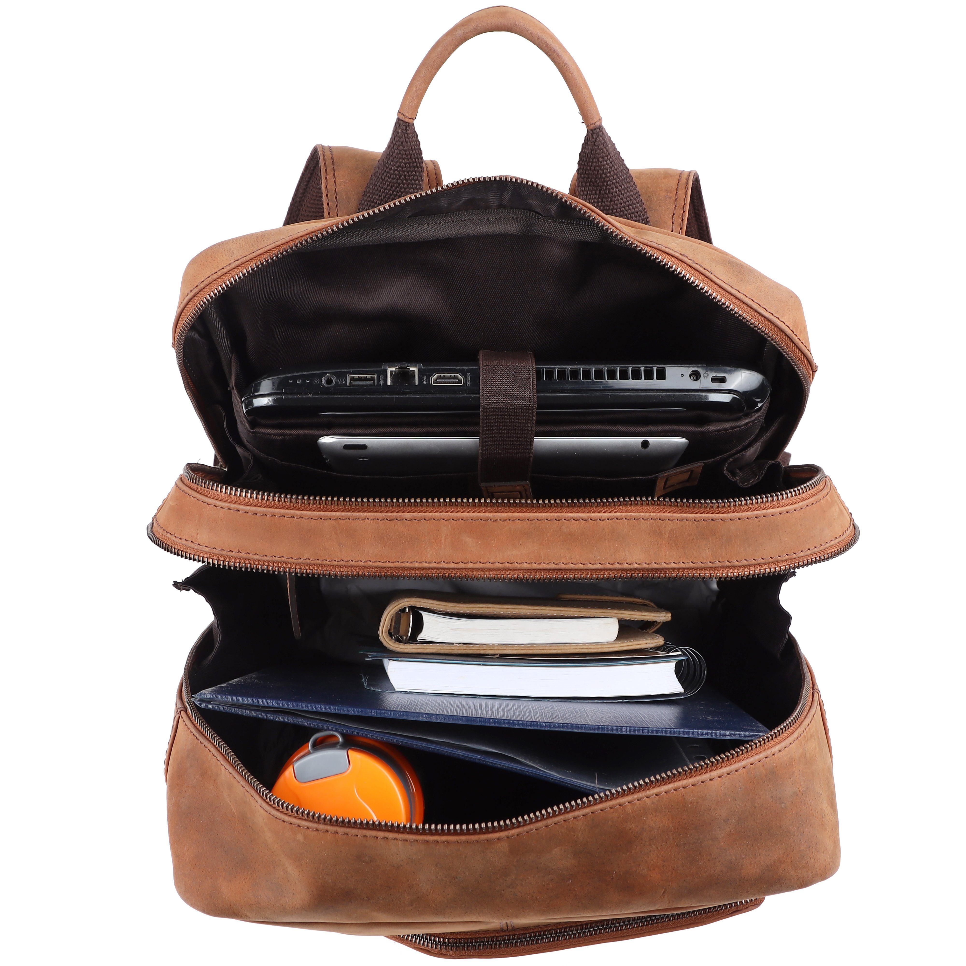 Corvus Zoll. 15L, Walnut Laptop bis TUSC Leder Rucksack aus 15,6 für Tagesrucksack Premium