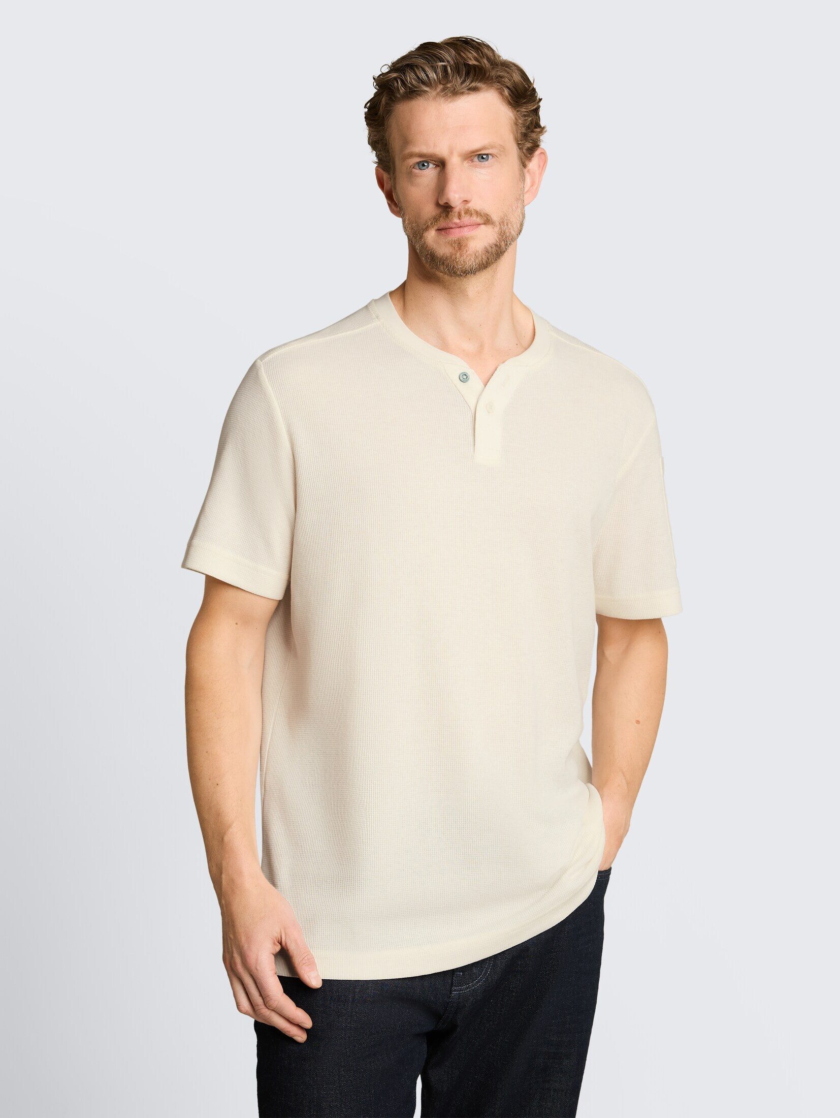 TOM TAILOR T-Shirt T-Shirt Henley T-Shirt mit Waffelstruktur