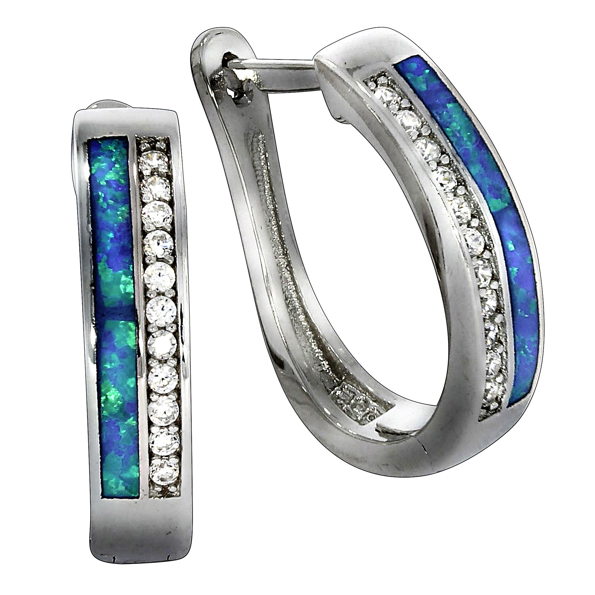 Vivance Paar Creolen 925/- Sterling Silber synth. Opal Zirkonia